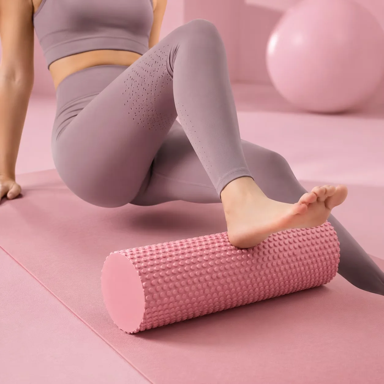 Home Gym Reliable with Non-Slip, Massage Roller, Solid Foam Yoga Column - Pink Eva for Home Model A56806