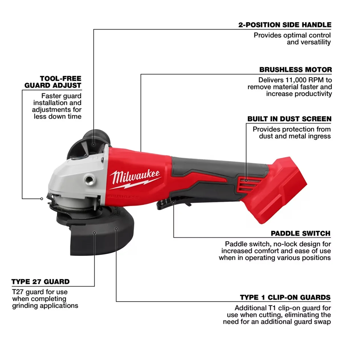 Woodworking Durable with Battery, Brushless Motor, Paddle Switch - Black Model 7F8073
