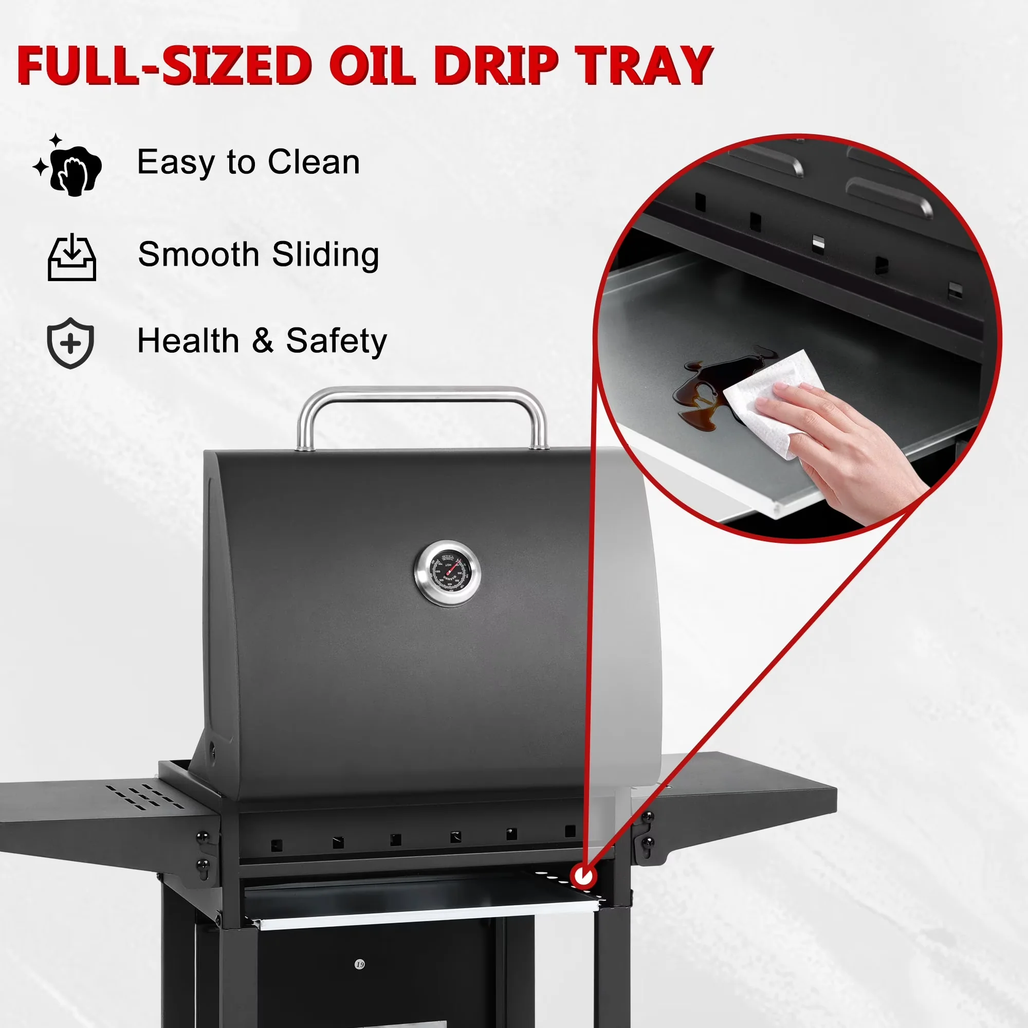 Gas Grill Reliable with 30000 BTU, Tool Holder - Stainless Steel for Outdoor, Camping Model 0C069B