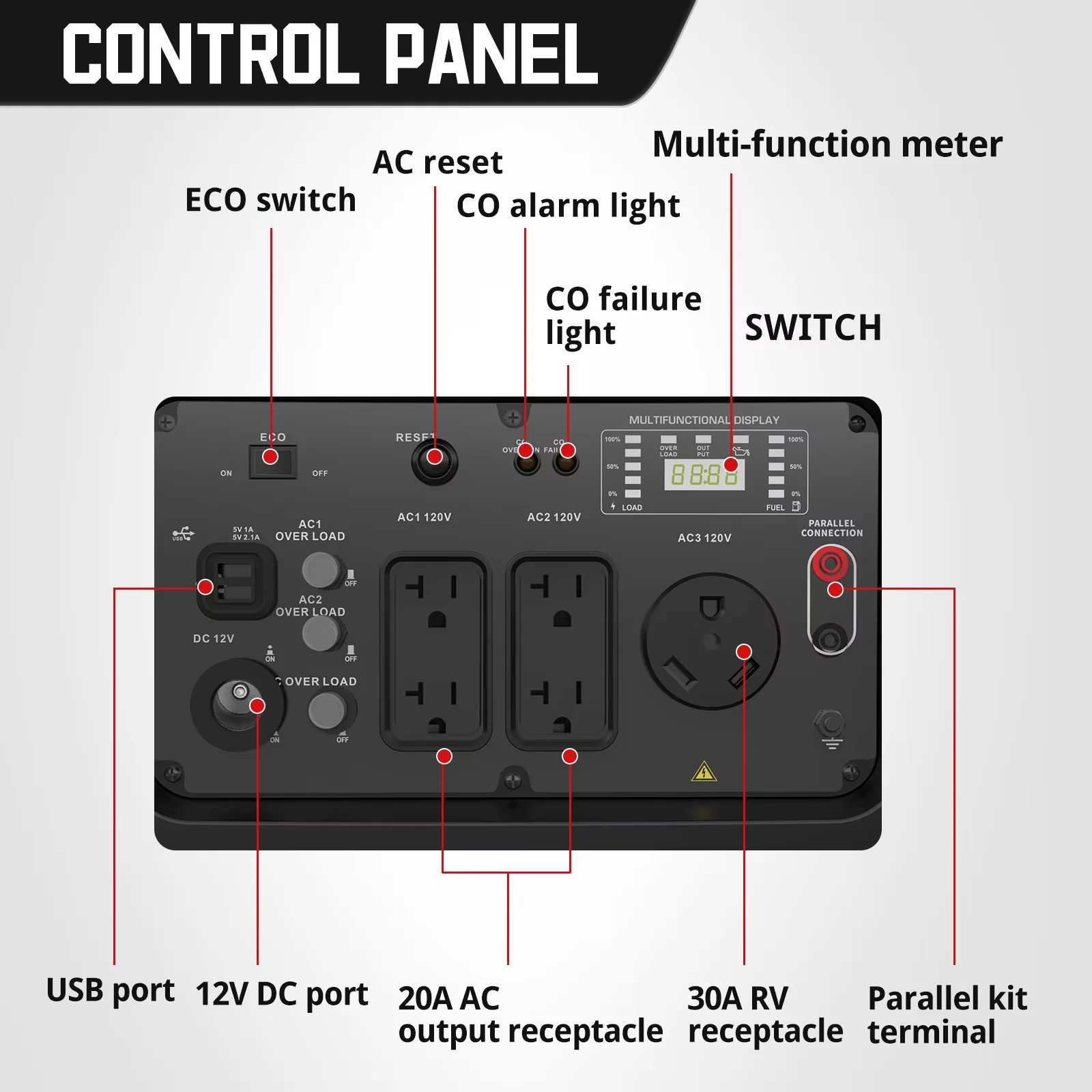 Professional Generator with 5000W, Overload Protection, 5000-Watt Gas Portable - Model 4FD0A3