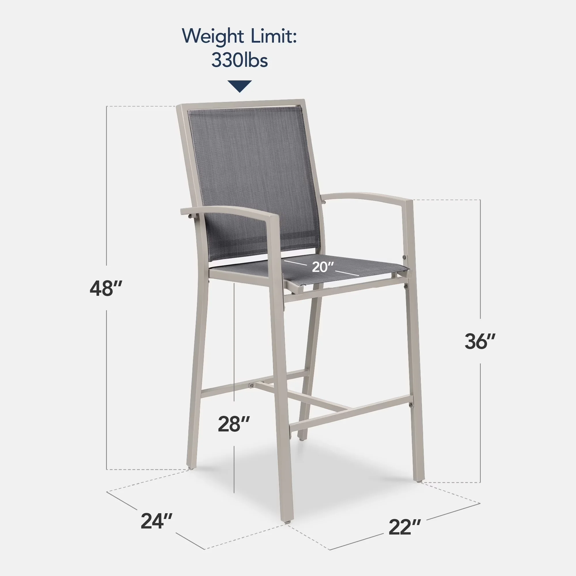 Patio Chair Durable with Weather-Resistant, Outdoor Barstools Set of 2, Bar Height Chairs w/ All-Weather Mesh - Steel, Textilene Model 965981