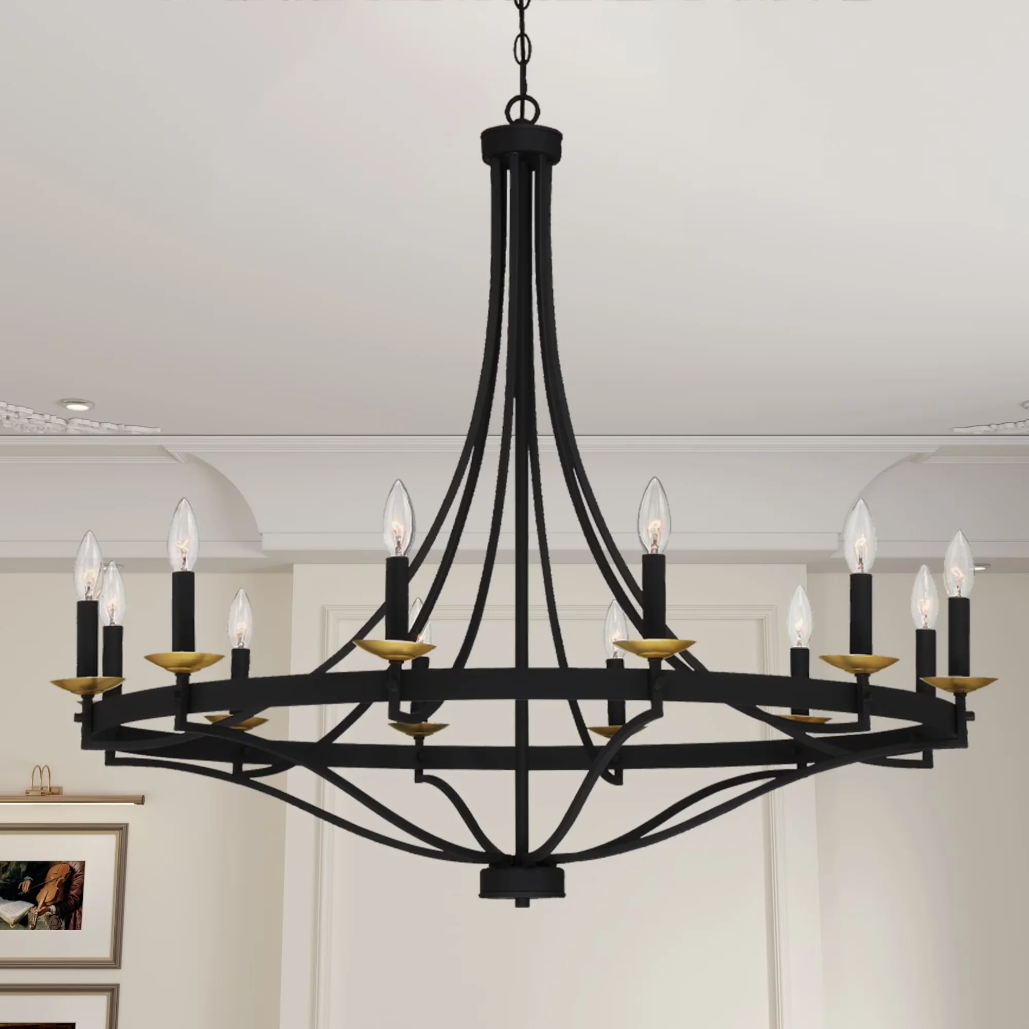 Modern Ceiling Lights Fixture with LED, Dimmable, Matte - Steel Black 12 Model A9D4E4