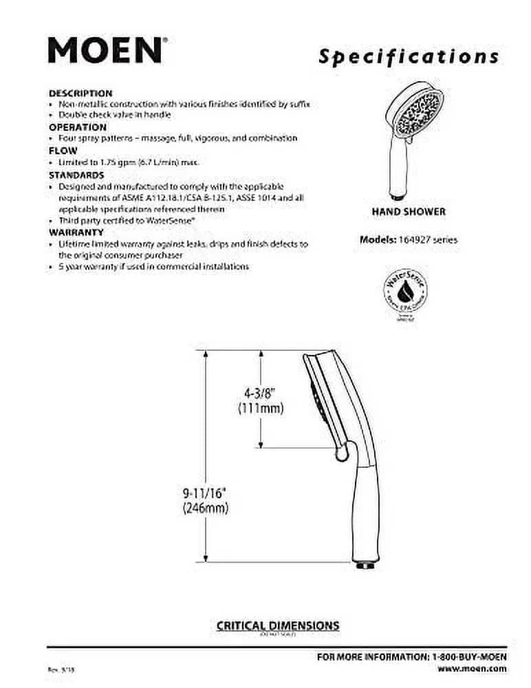 Efficient Shower Head with Handheld - Plastic Rubbed - Low Maintenance Model B5D3BC