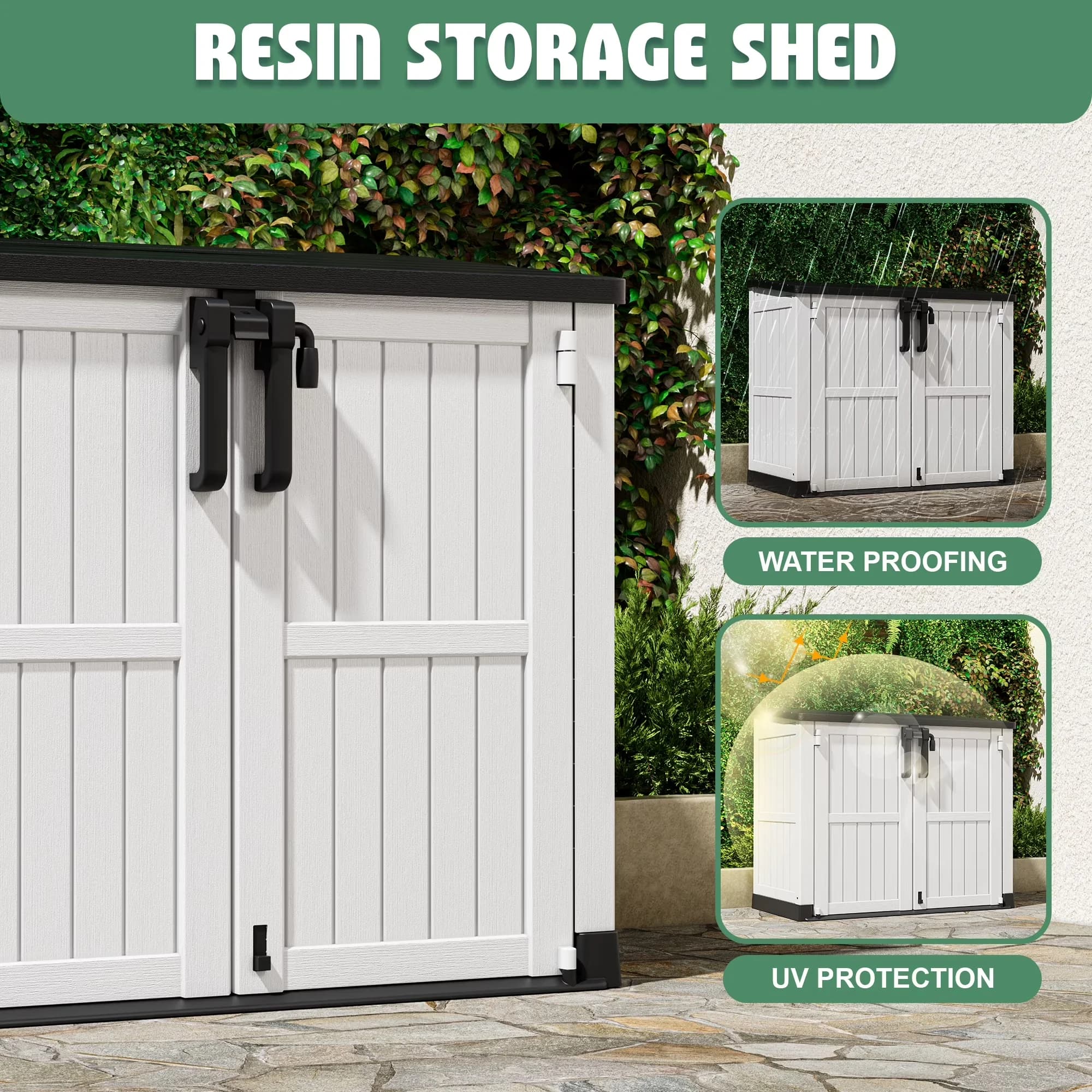 Stylish Shed with Lockable Door - Resin Black for Garden Store - Standard Series Model 762E97