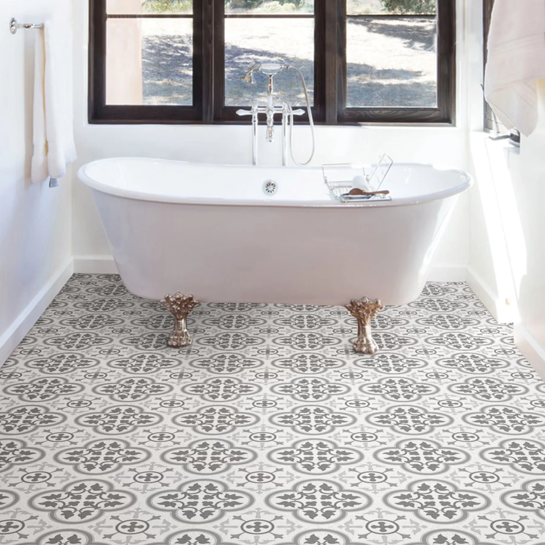 Professional Grey Vinyl Flooring Vinyl Plank Flooring with Easy Installation, Virgin vinyl material, Comes with ten 12 inch x 12 inch... Model B1CE27