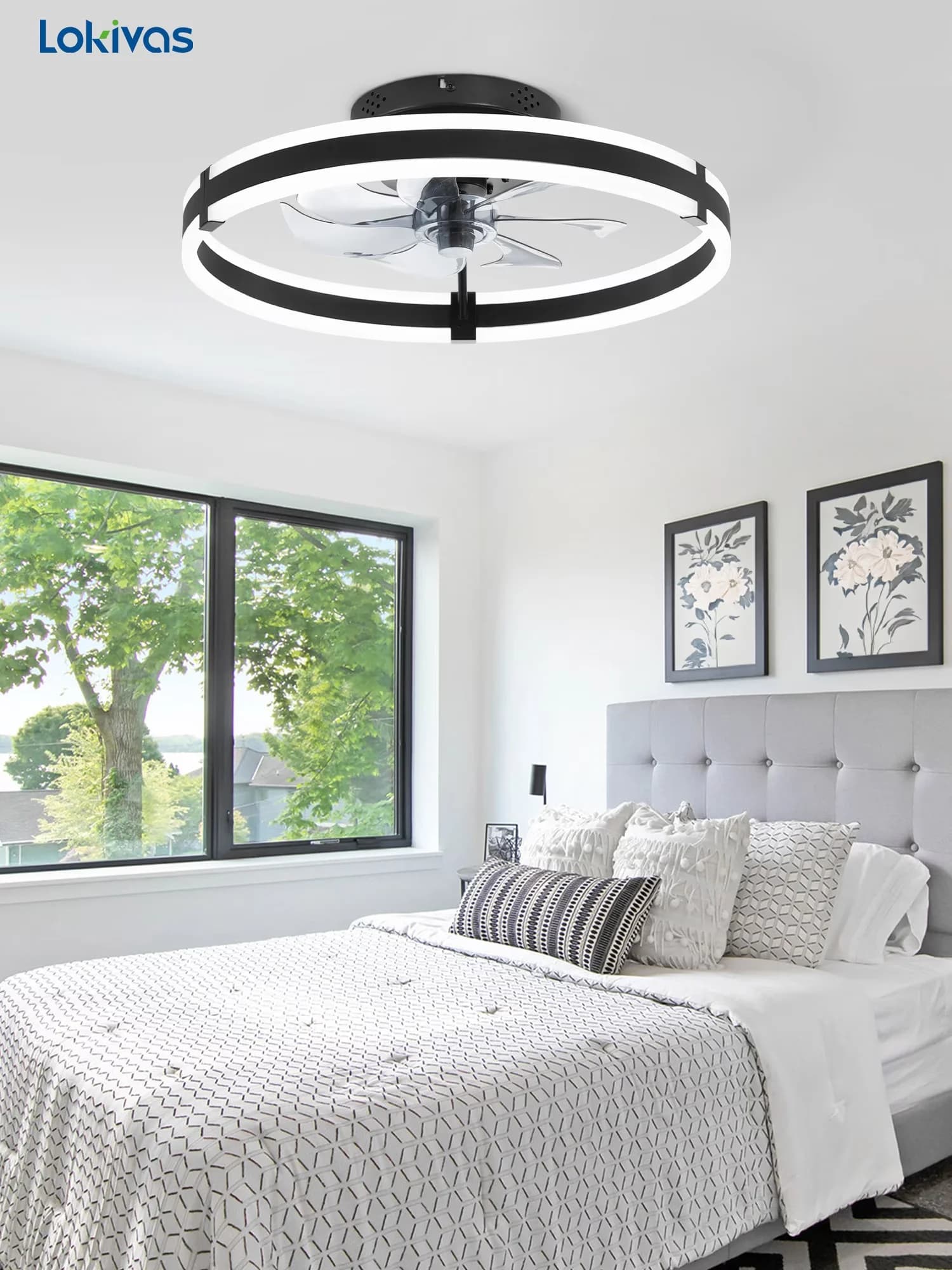 Reliable Ceiling Fan with LED, Remote Controlled, 20" Black Modern - Acrylic Black Model 94A2B7