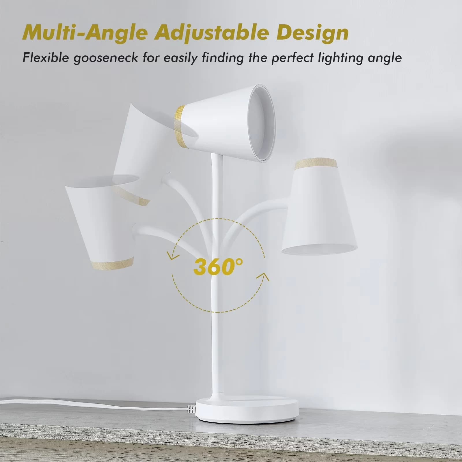 Modern Desk Lamp with LED, Dimmable, Style: Minimalist, Modern, Dormitory - White Abs,Pc for Dorm, Small Model 721473