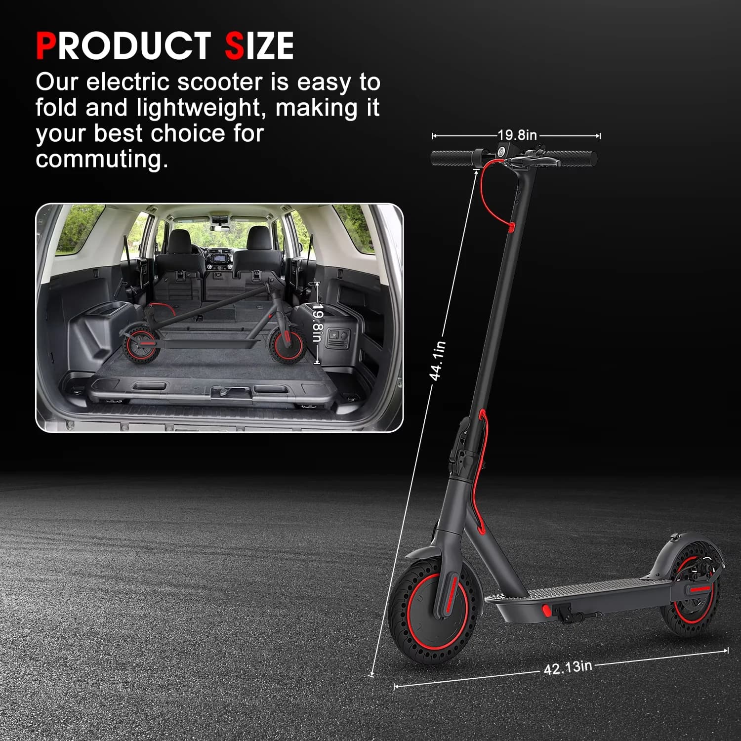 Scooter Versatile with 350W, App Compatibility - Black-Red Aluminum Alloy Model 878872
