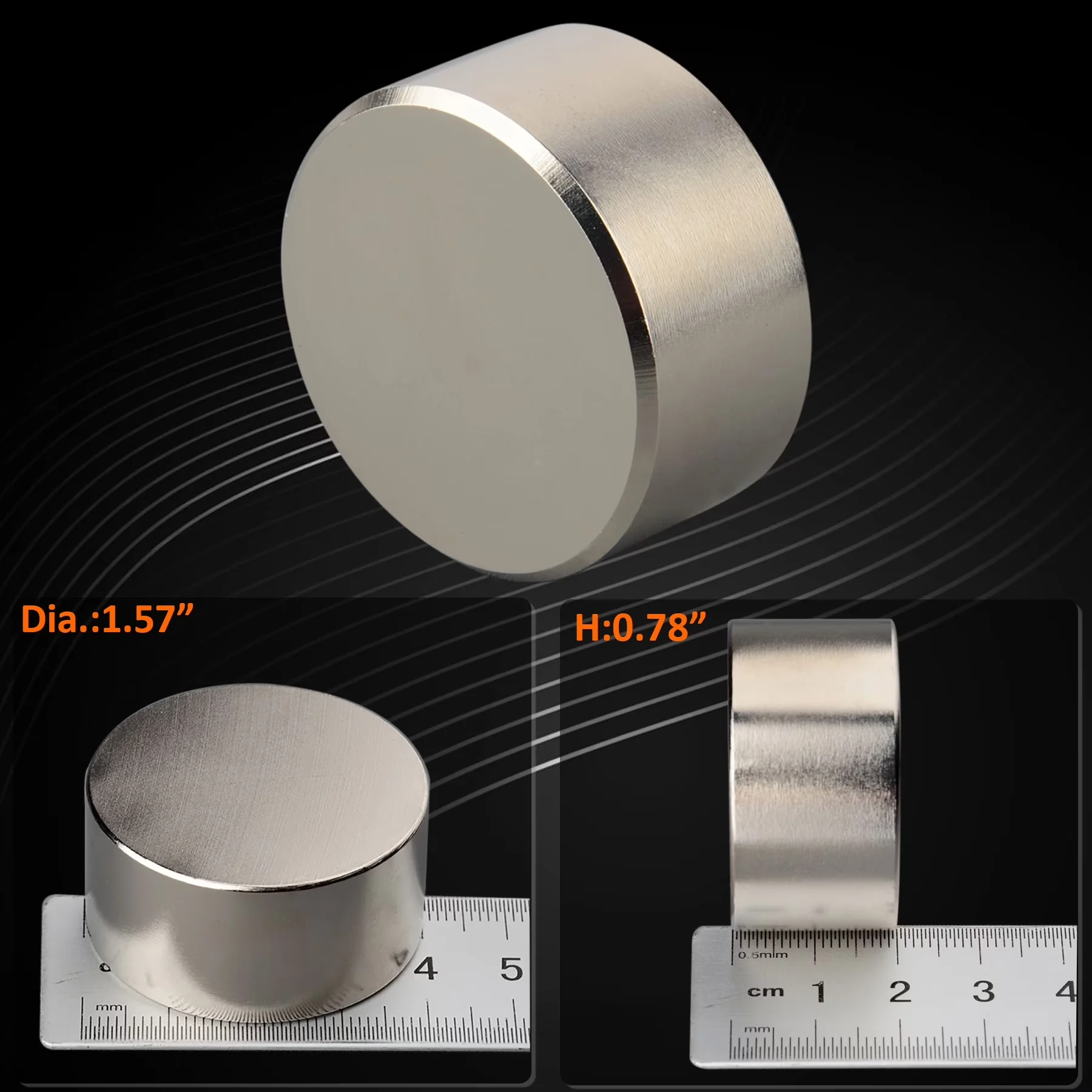 Stylish Fastener with Rare Earth, 40x20mm Heavy Duty Strong Magnetic Force, Neodymium N52 Disc Magnet - Silver Neodymium for Kitchen,... Model E54C2D