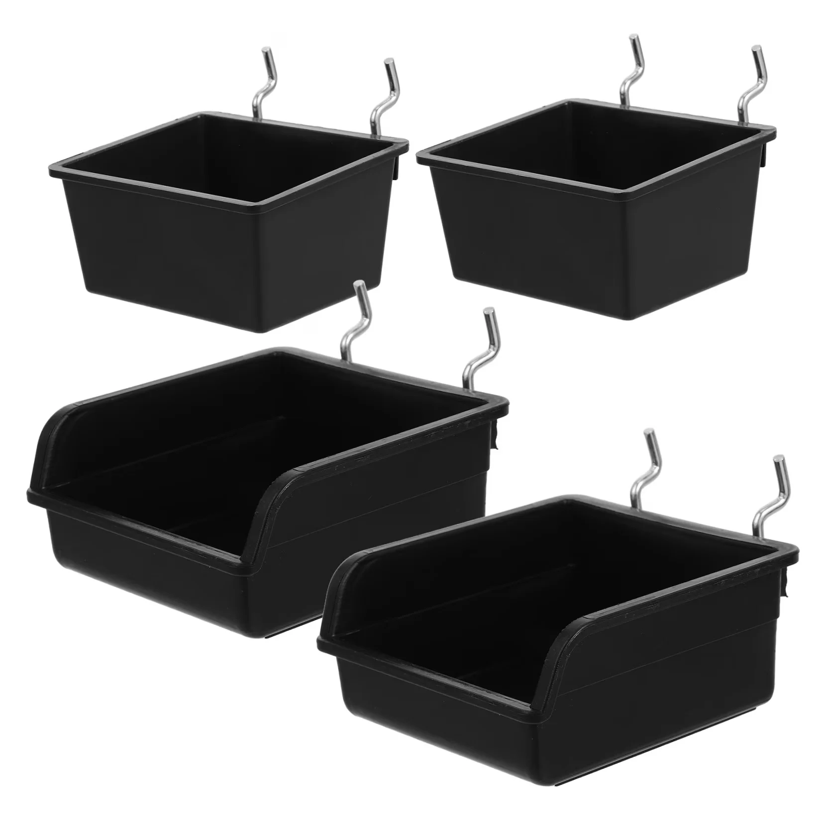 Premium Toolstorage with Storage, 4Pcs Black Plastic Pegboard Baskets - Black Plastic, Steel for Garage Model D90232