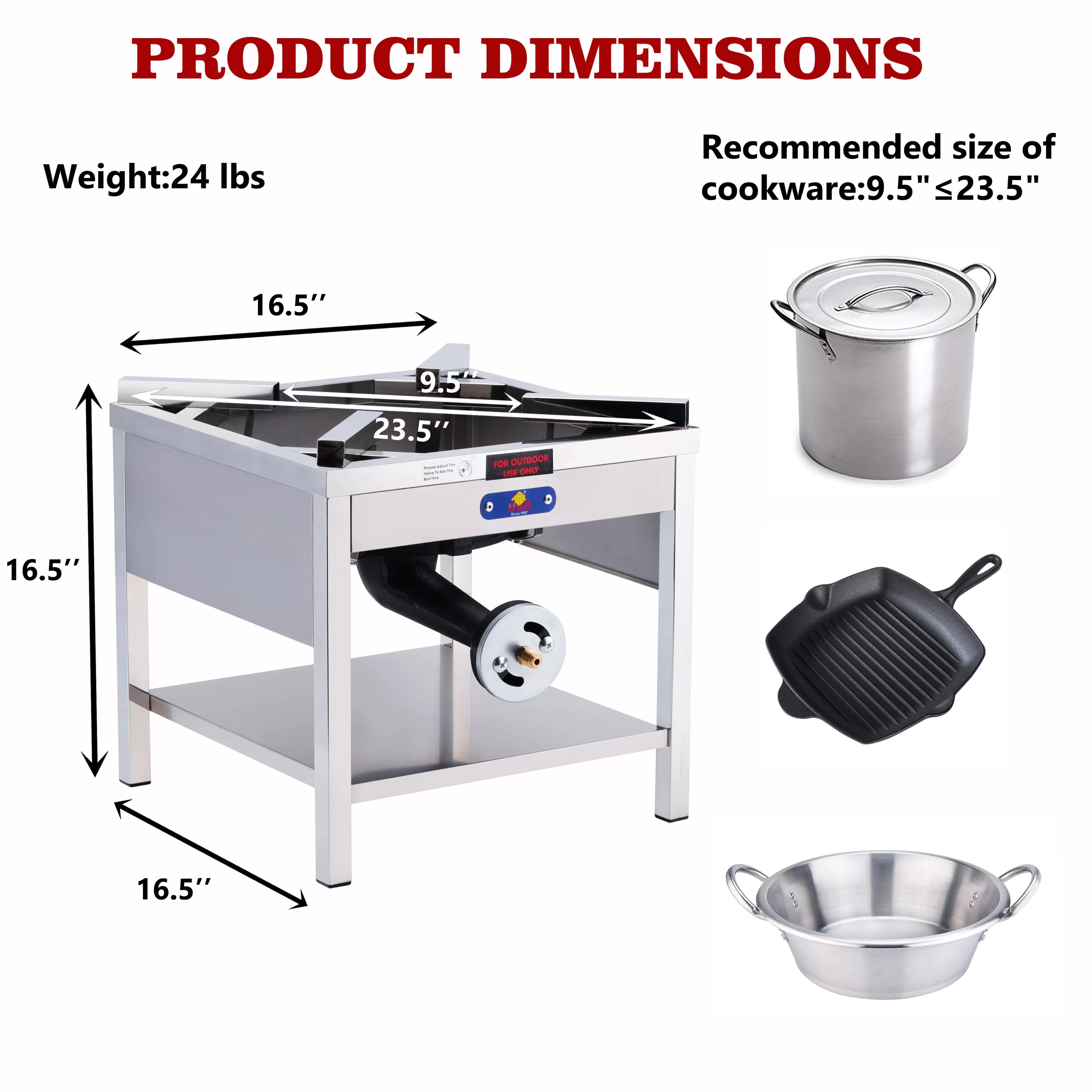 Quality Outdoor Fryer with 200000 BTU, Portable - Silver Stainless Steel Model 75484C