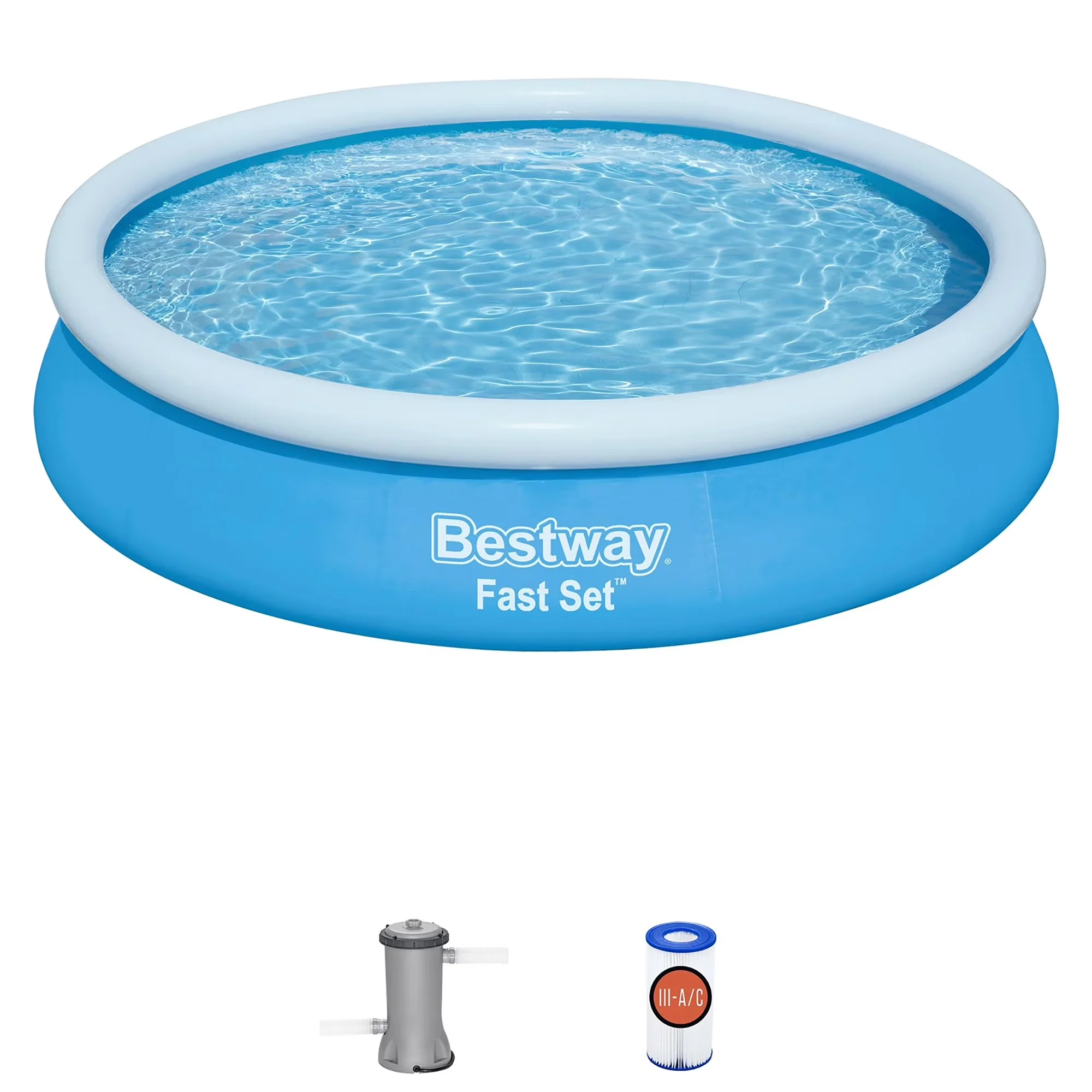 Stylish Inflatable Pool with Puncture Resistant, 12' x 30" Round Set - Multicolor Model 679FC6