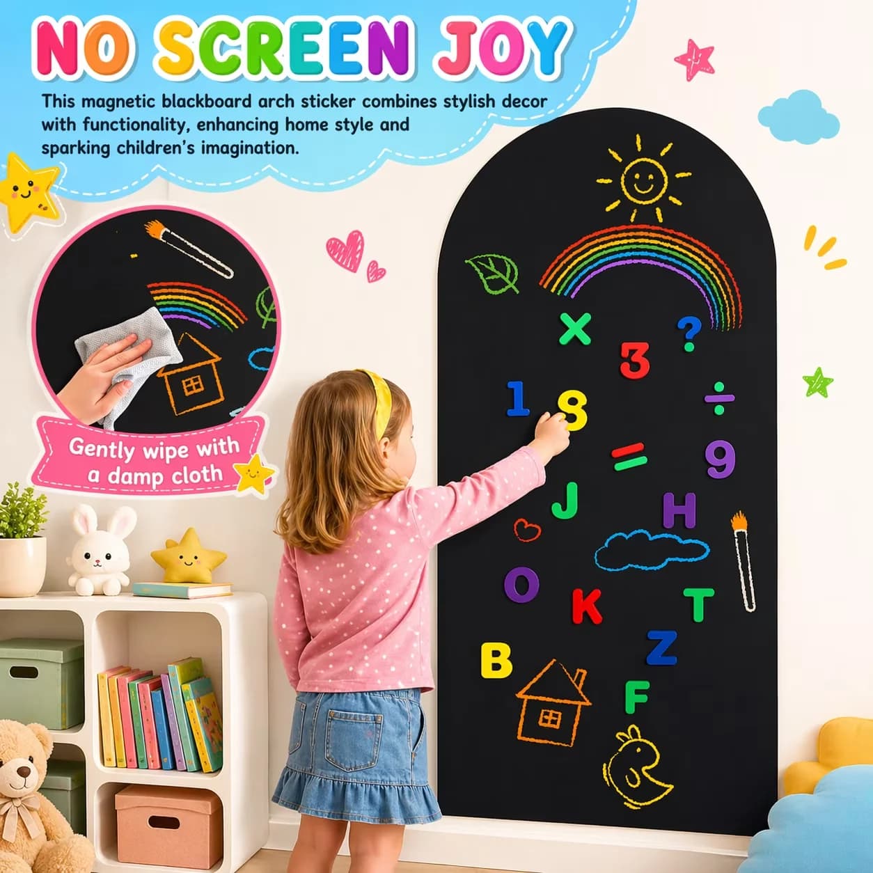 Versatile Wallpaper Wall Decals Wall Covering - Black Rubber Magnetic + Pvc Surface Model 1F2A67