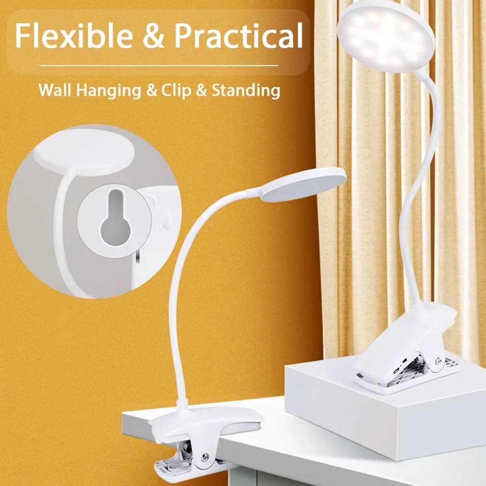 Stylish Desk Lamp with LED, Battery - Abs White Clip - Universal Fit Model 5272FE