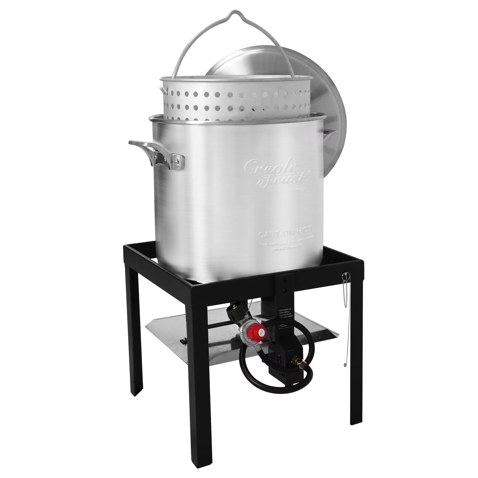 Essential Outdoor Fryer with Adjustable Regulator, 80QT Seafood Boiling Kit - Aluminum, Steel Silver Model BB05B3