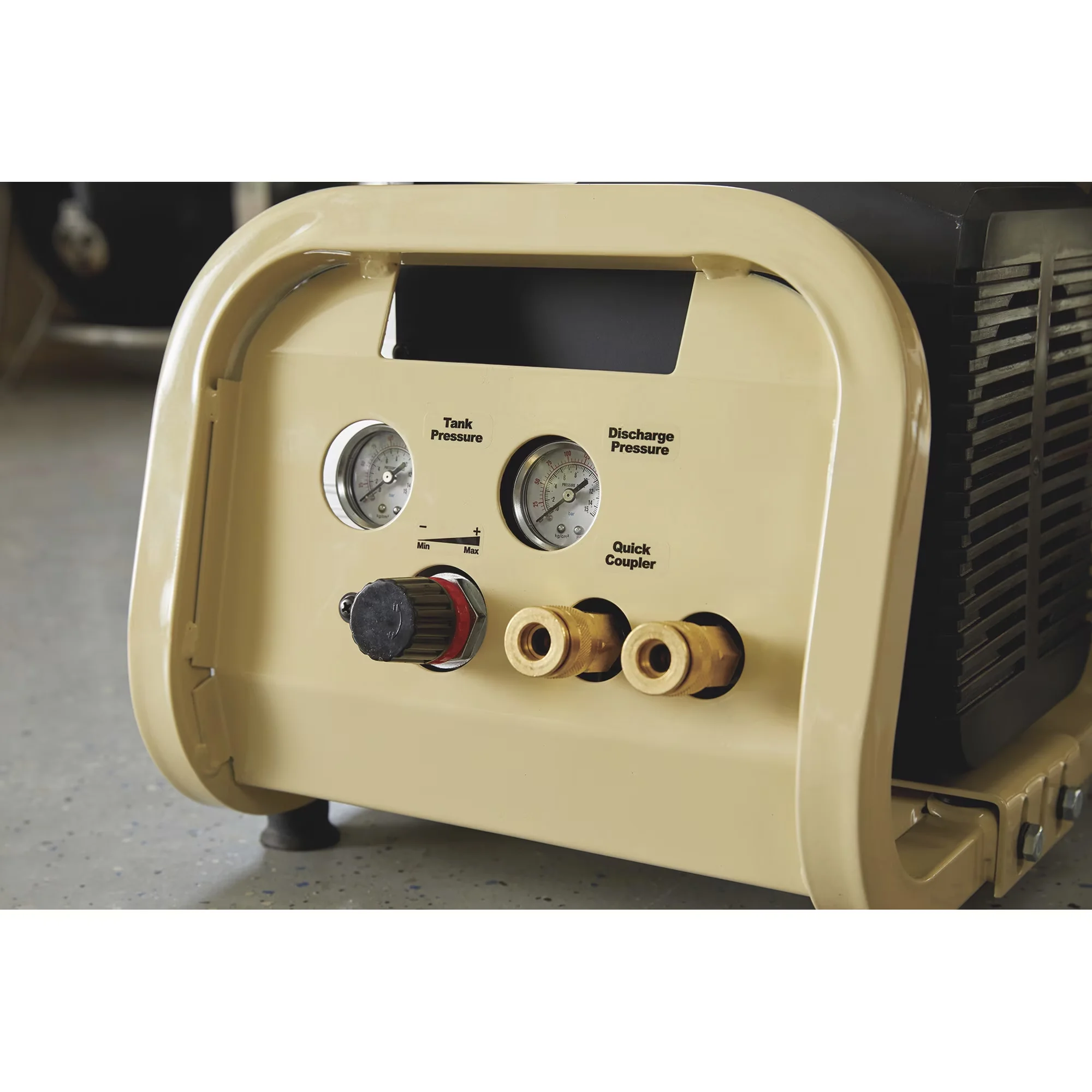 Sleek Air Tools Compressor with Portable, Model# P1IU-A9, Twin-Stack Portable Electric - Beige Model 5F1A53