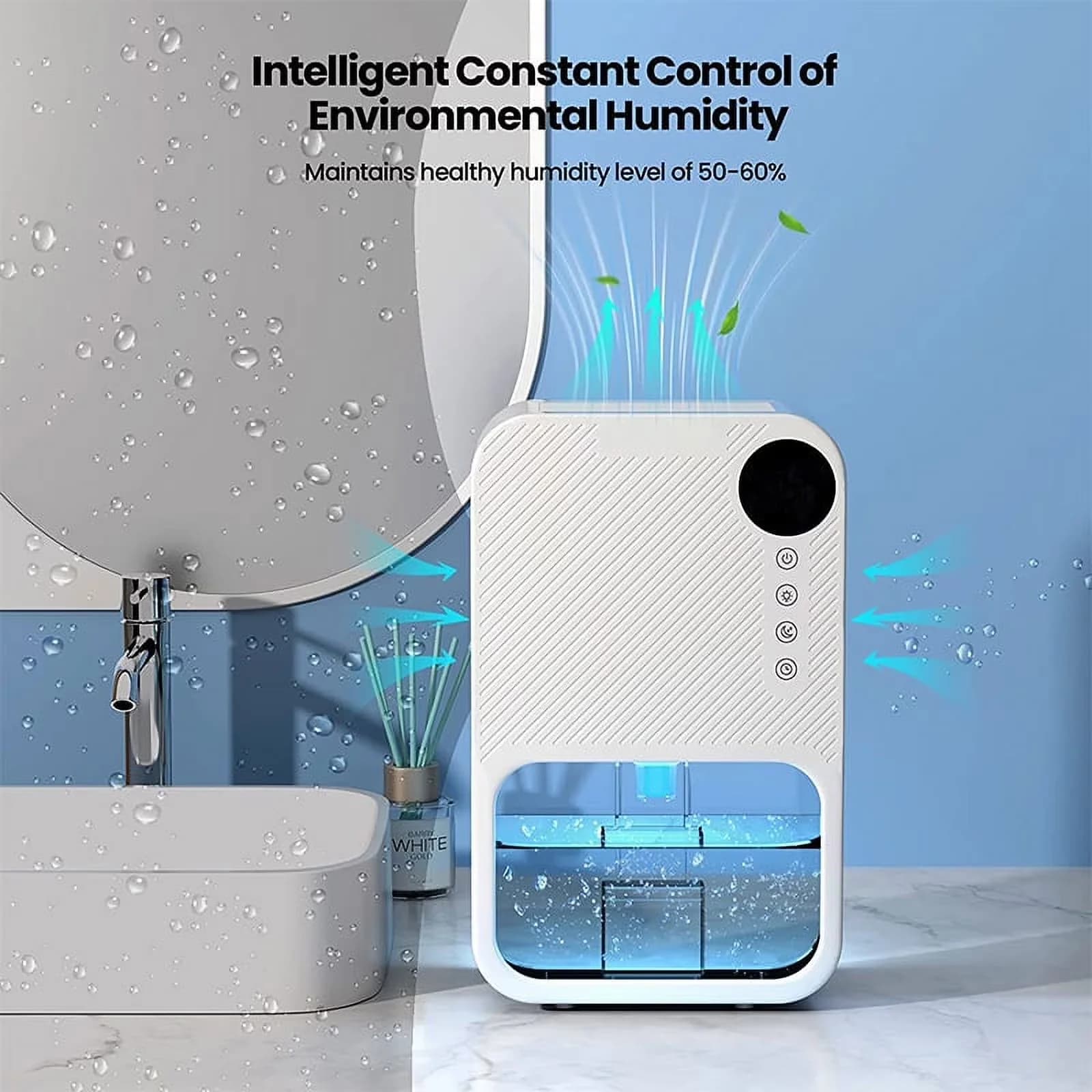 Compact Dehumidifier with Automatic Shut-Off, Dehumidifiers - White for Home Model 9E0F2A