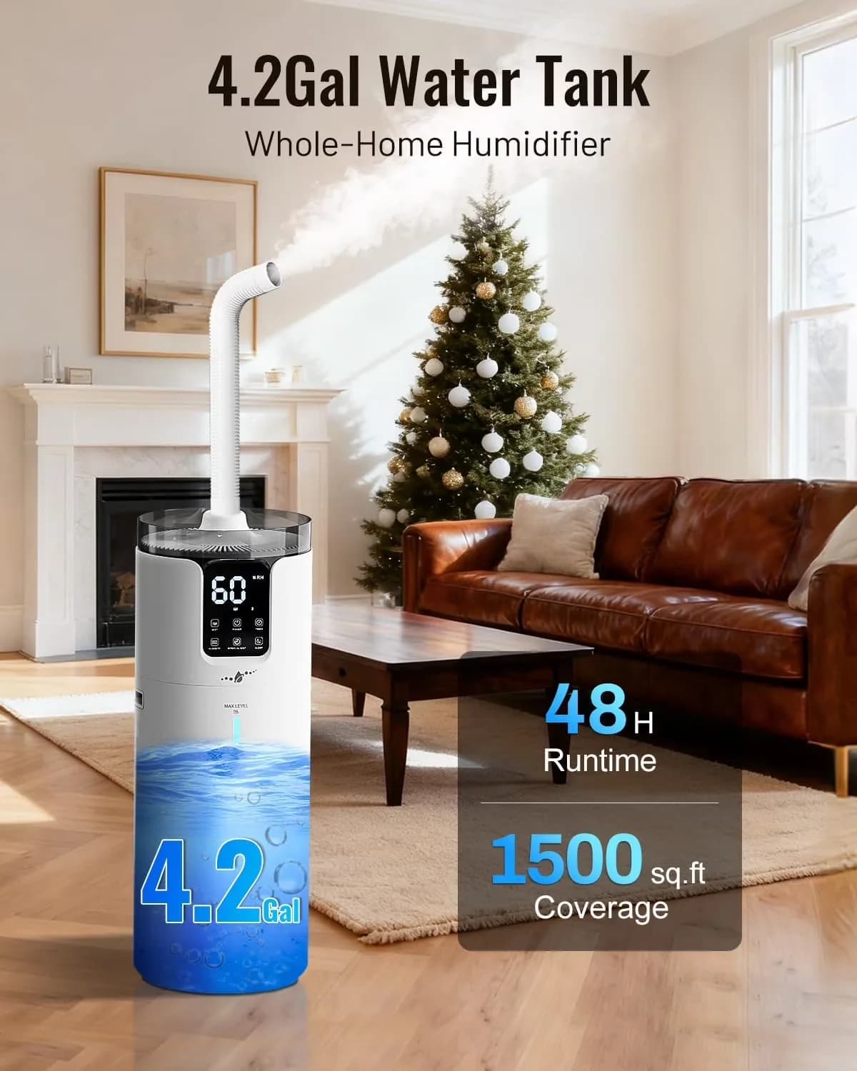 Humidifier Compact with Remote Controlled, Variable Speed, Oil Diffuser - White for Home Model B038C7