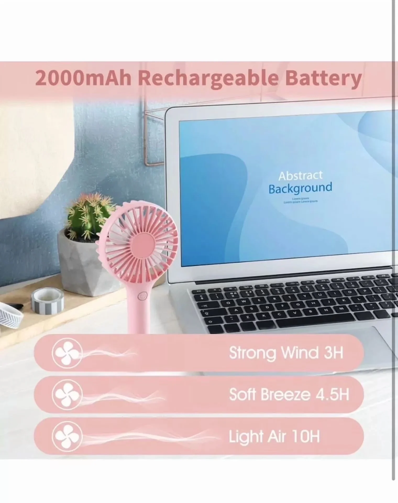 Fans In Cooling Durable with Battery, Mini Handheld Fan Portable, Easy to use and practical for everyone. - Model F76F64