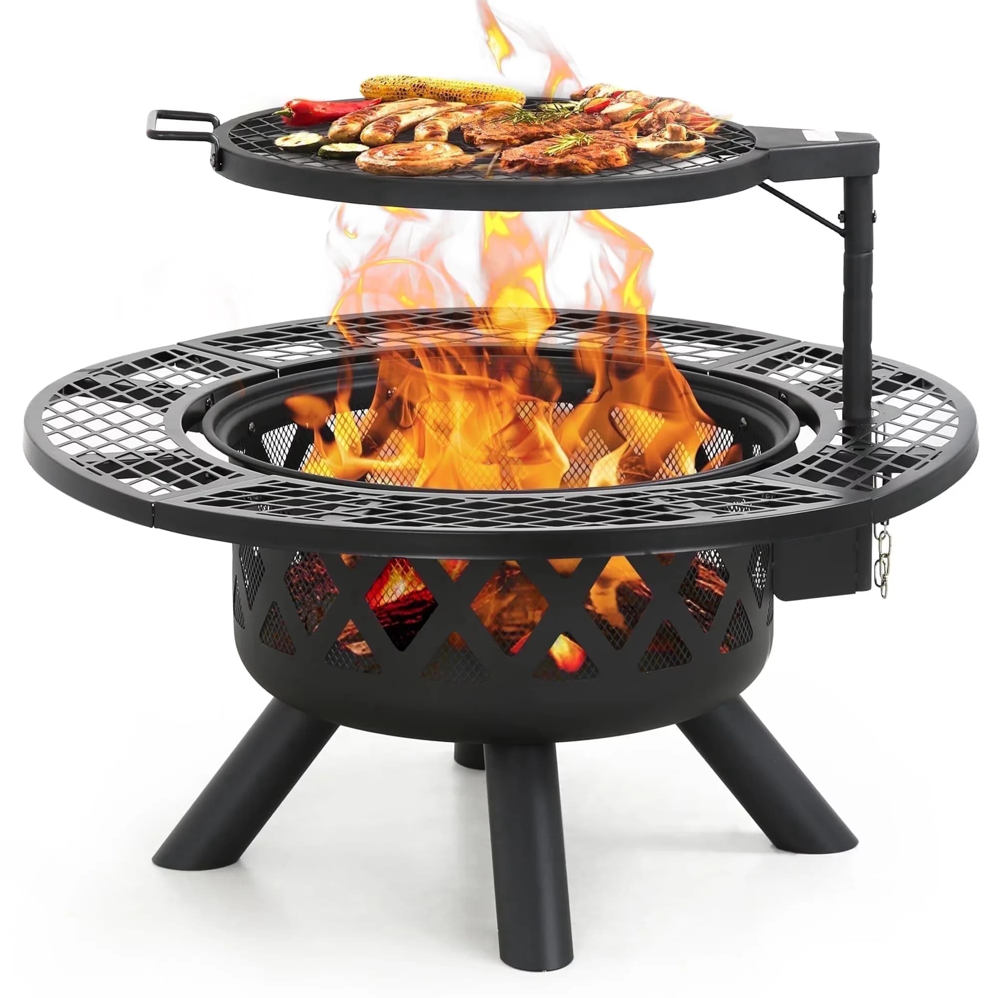 Versatile Outdoor Heating with Portable, Rust Resistant, 32 inch Fire Pit - Metal 20" Model 06AE86