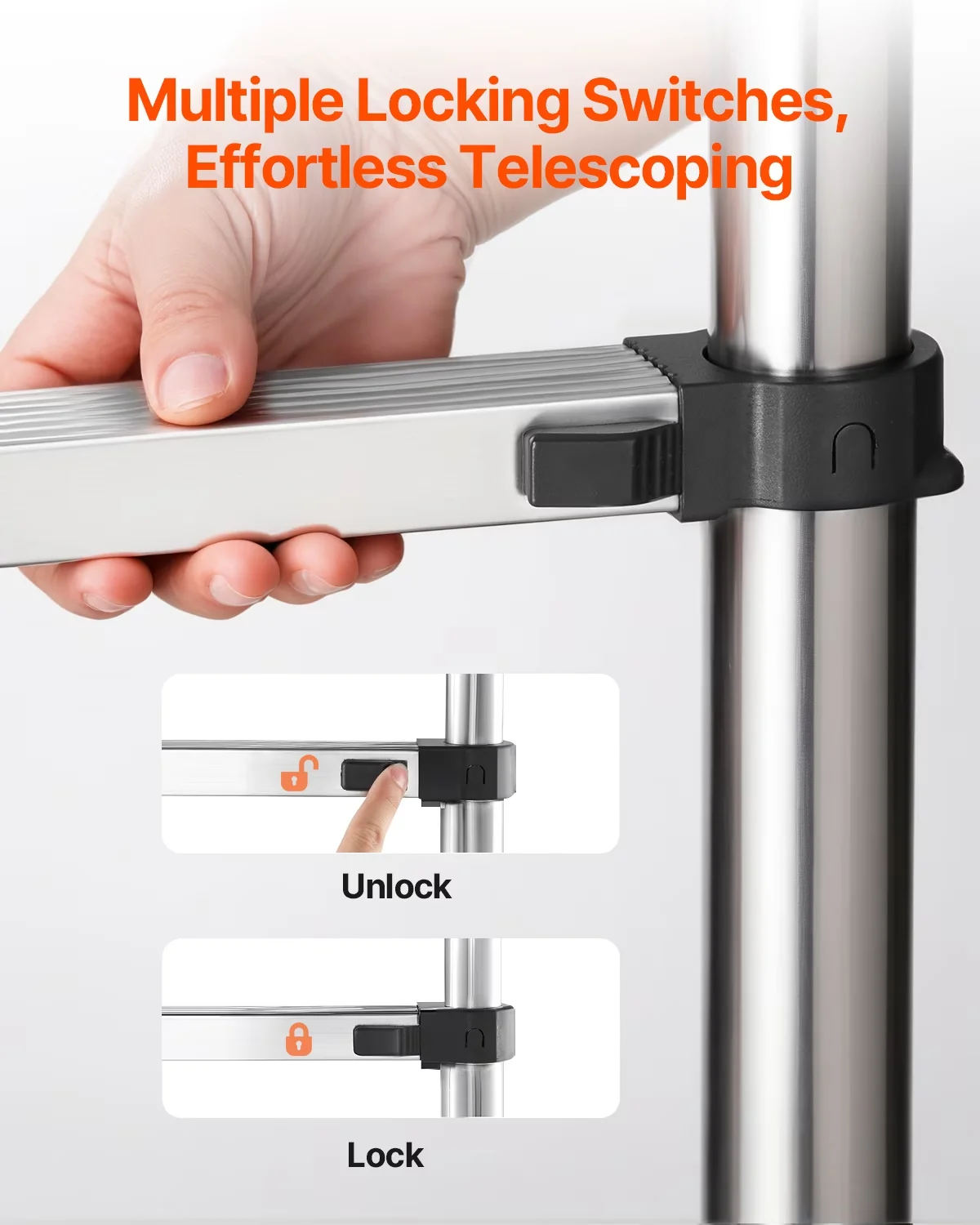 Ladders And Step Stool Efficient with Telescoping, Telescoping Ladder, Non-Slip Feet - Silver Stainless Steel for Home, Rv Model 187B16