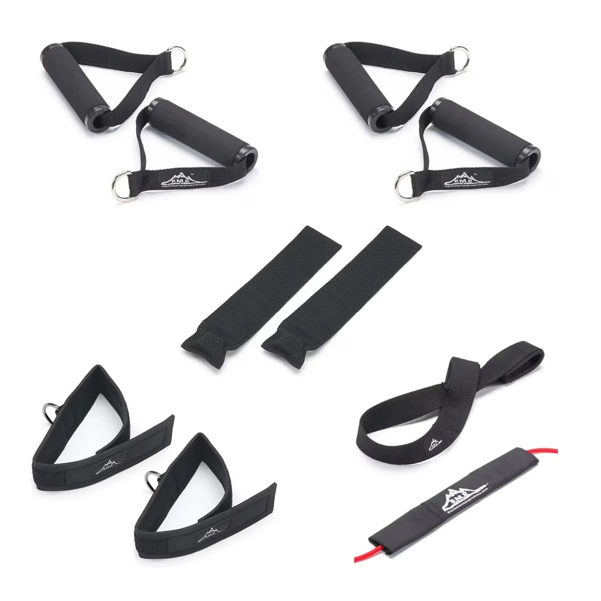 Home Gym Accessory Classic with Two Ankle Straps, Two Door Anchors, One Resistance Band Protective Sleeve - Black Rubber Model 136C4F