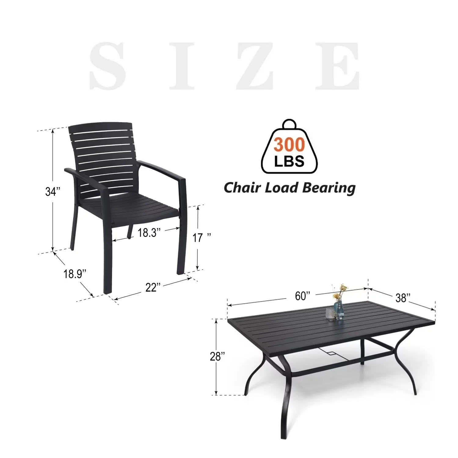 Sleek Patio Dining Set with Contemporary, 7-Piece Outdoor - Black Steel, Aluminum, Resin Model CB7DAA