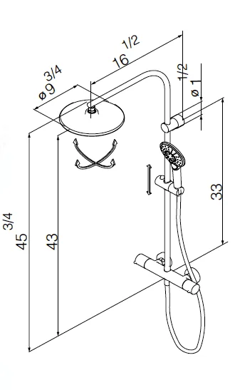 Versatile Shower Head with Adjustable - Chrome Brass Column - Durable Build Model E2E982