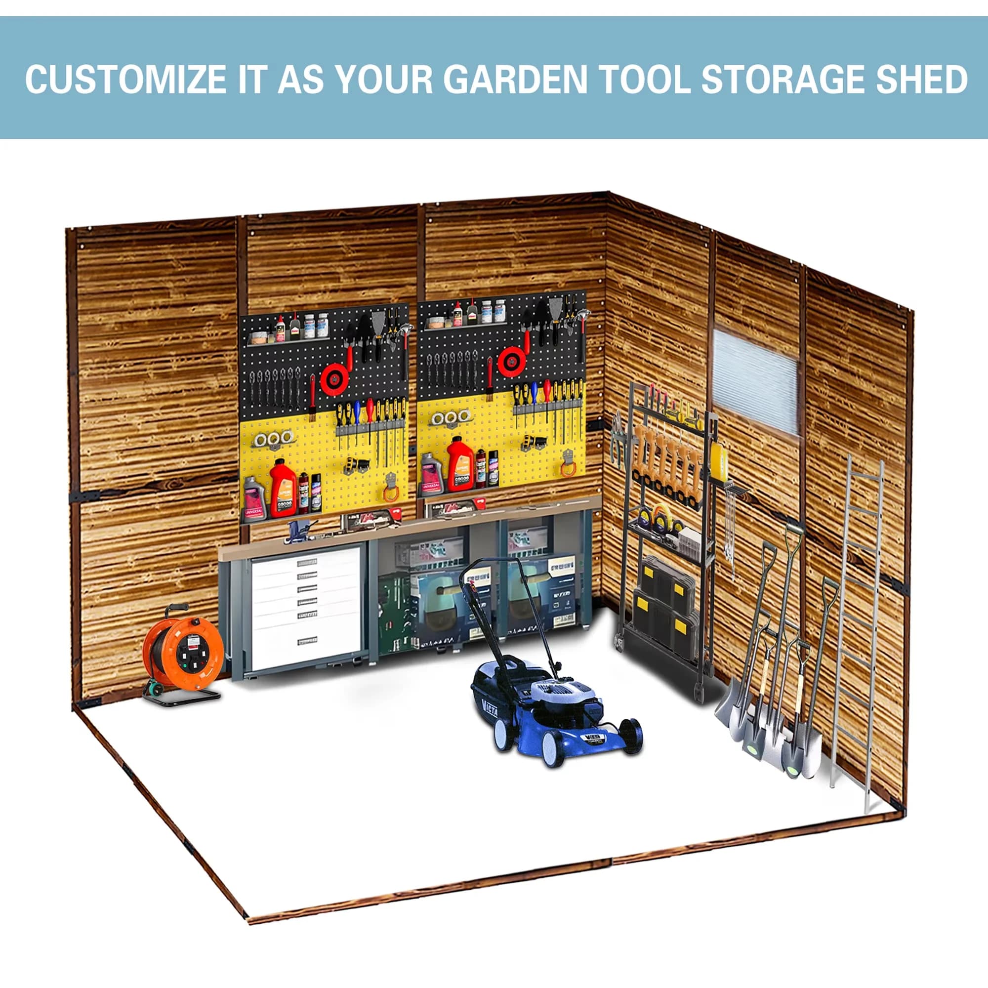 Shed Innovative with Rust Resistant - Wood Brown 6x8 - Sleek Profile Model 3EC9FB