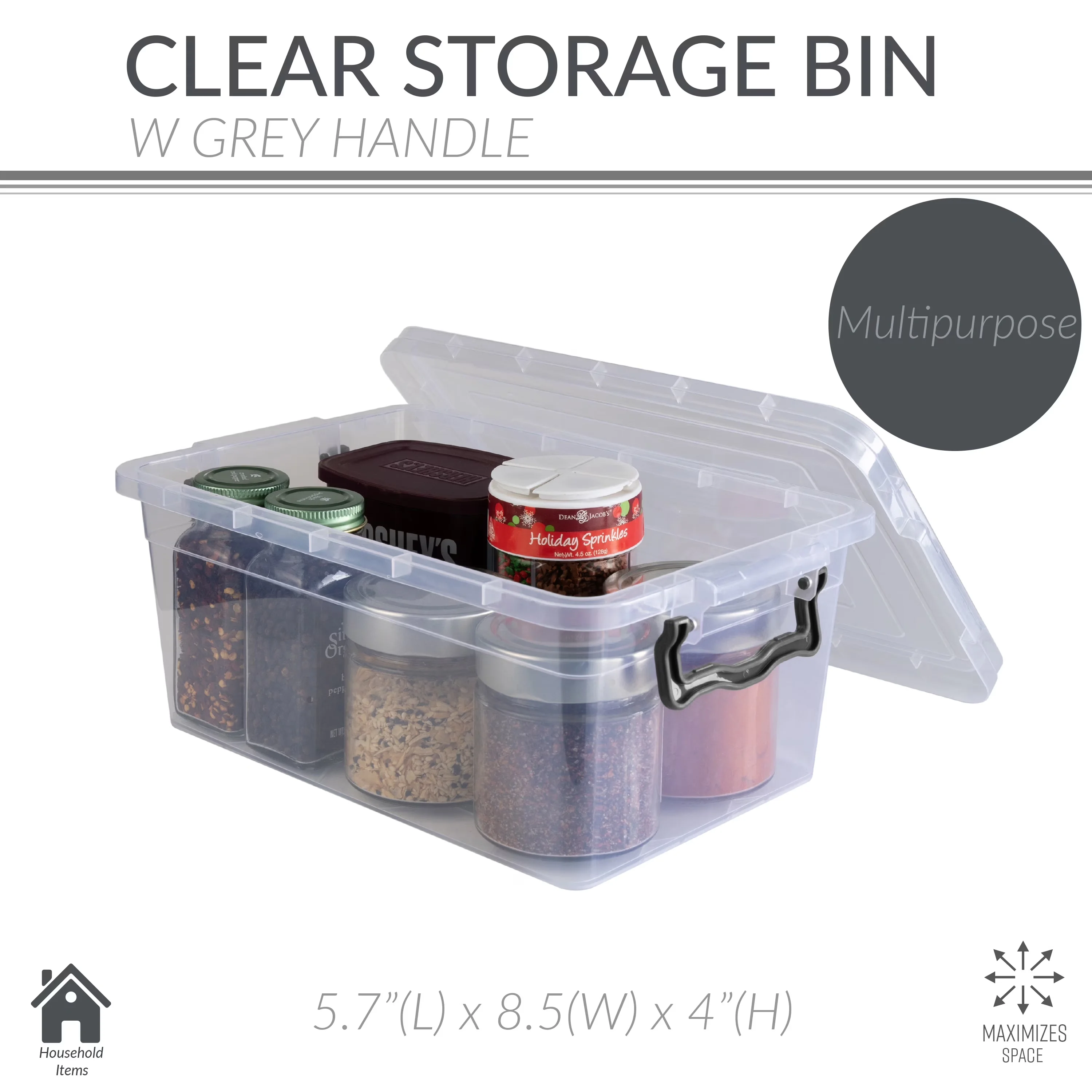 Garage Storage Supply Essential with Carrying Handles, Stackable, Locking Lid Mechanism - Plastic Super Clear Model CC3EDC