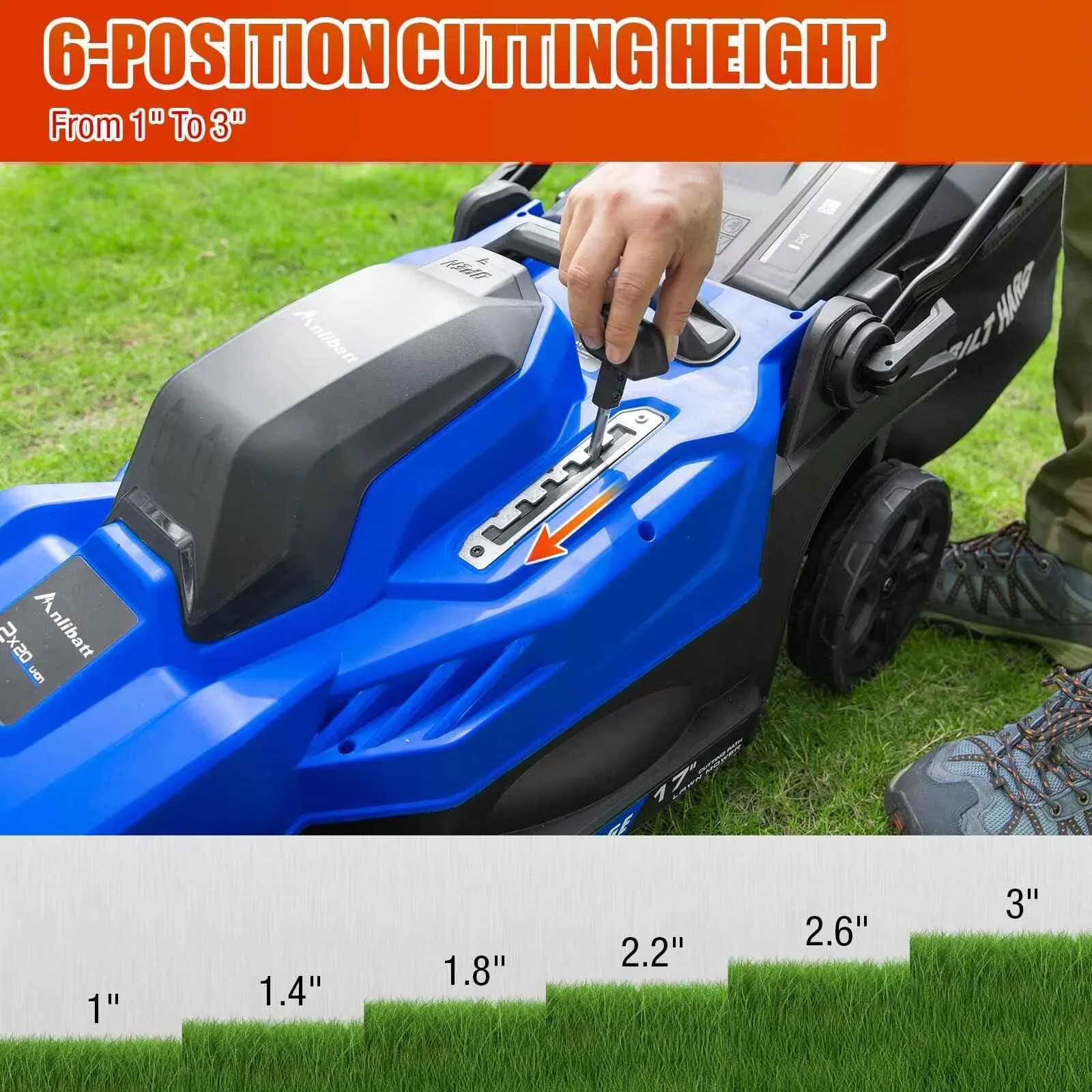 Innovative Push Mower with Battery, 40V, Adjustable Cutting Height - Blue Model BC58AF