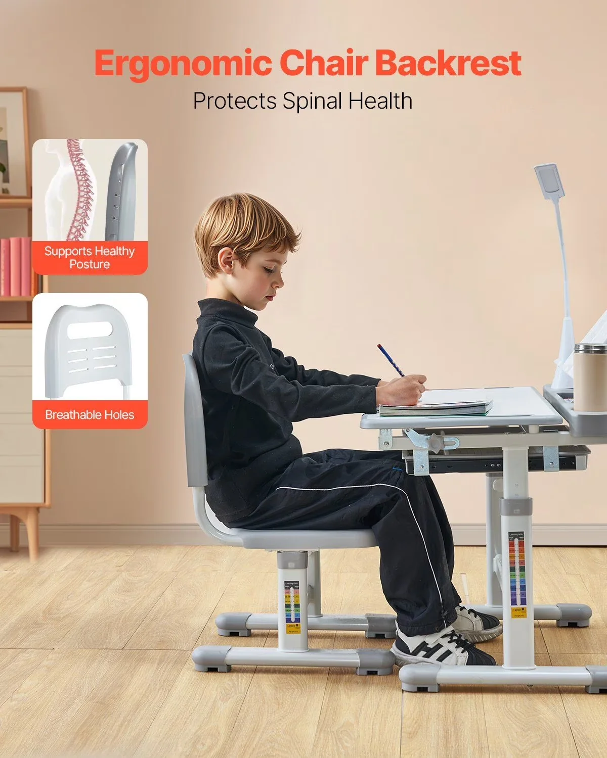 Quality Lamp Set with Desk 0-40 Degree Tilt Desktop Gray, Number of Packages:1 - Multicolor for Study Room, Bedroom Model 5FA21D