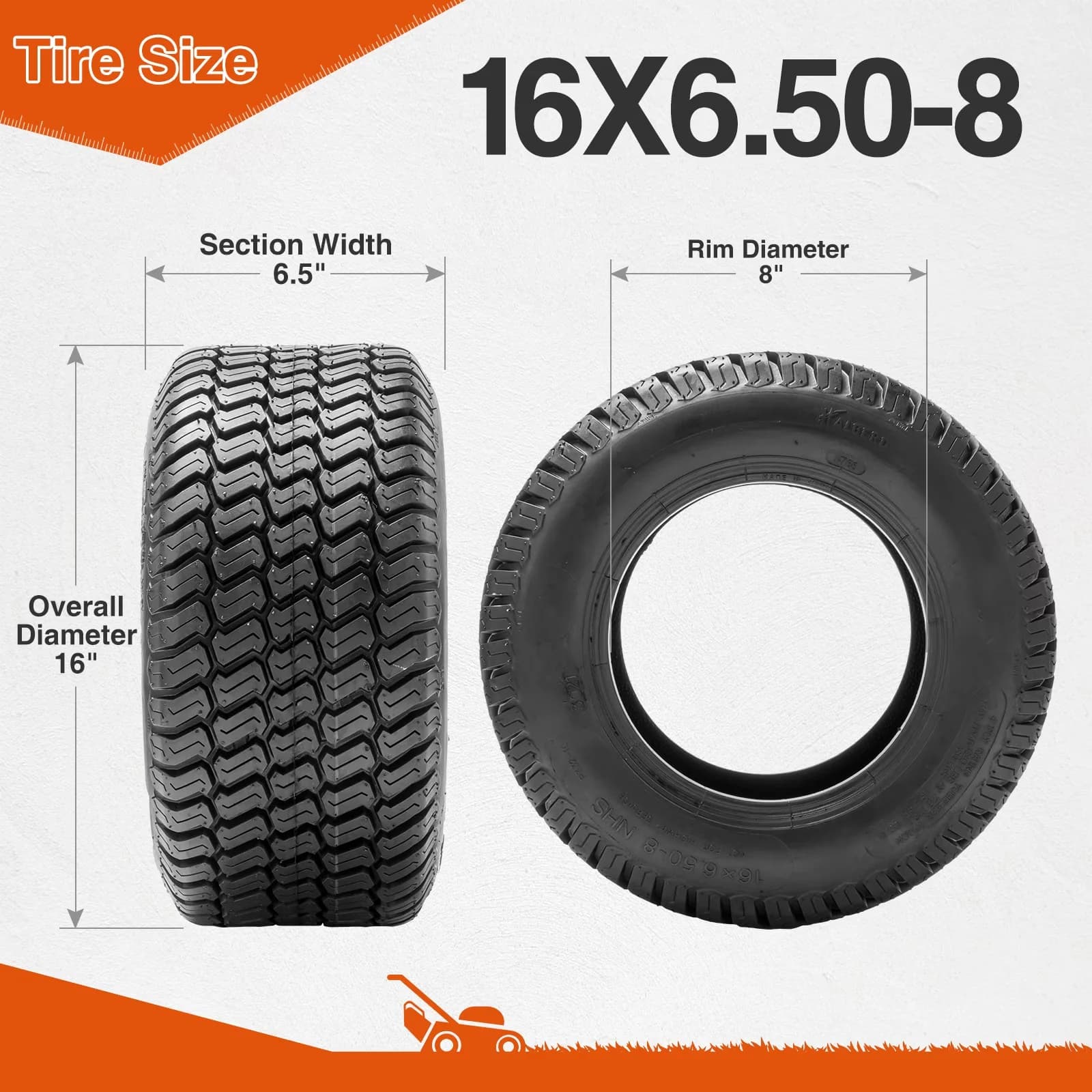 Lawn Mower Tire Durable with Overall Diameter(mm): 410MM, Max PSI: 28, Ply Rating: 4PR - Black Model 4078E7