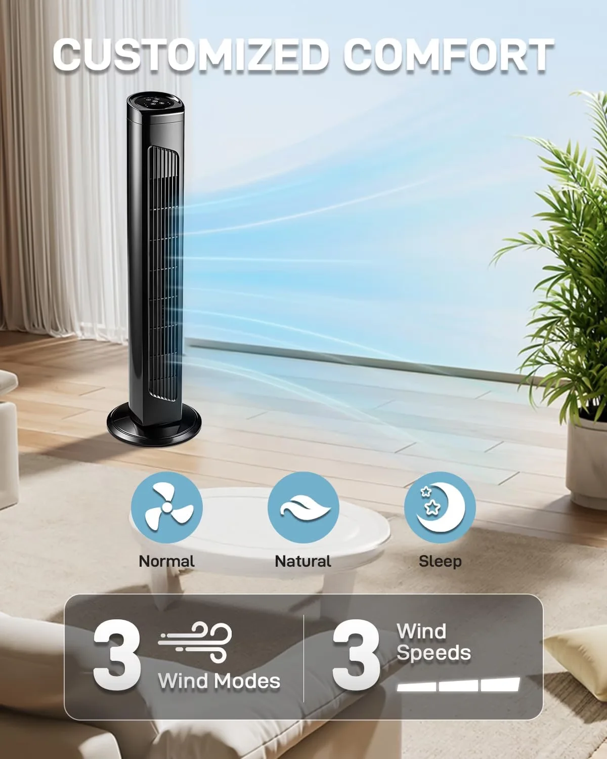 Fans In Cooling Innovative with Adjustable, Oscillating, Portable Floor Fan - Black Plastic for Home Office, Bedroom Model D0C9C8
