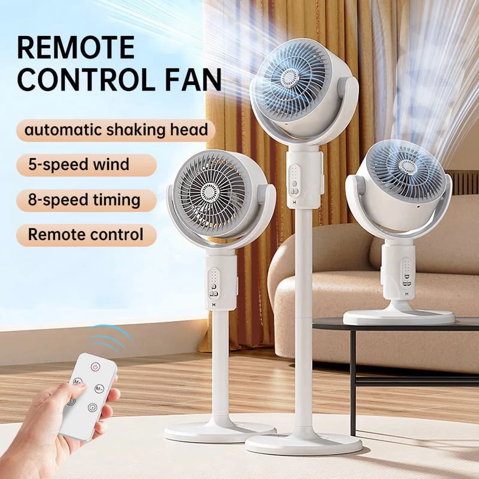 Durable Fans In Cooling with Adjustable Height, Timer, Oscillating for Bedroom - Model D3AEAA