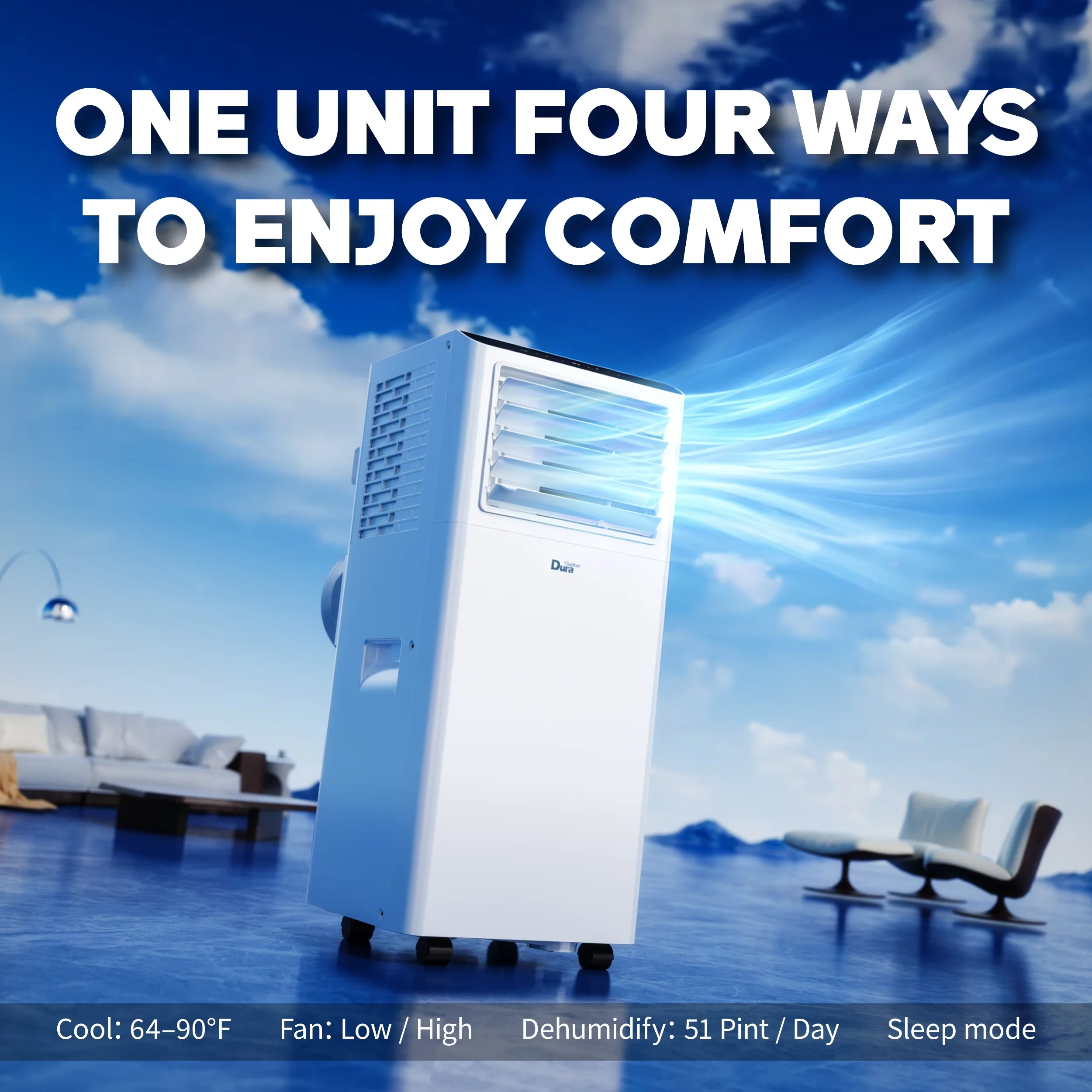 Air Conditioner Quality with 8500 BTU, Remote Controlled, 8500 BTU Portable - Model 99B4FF