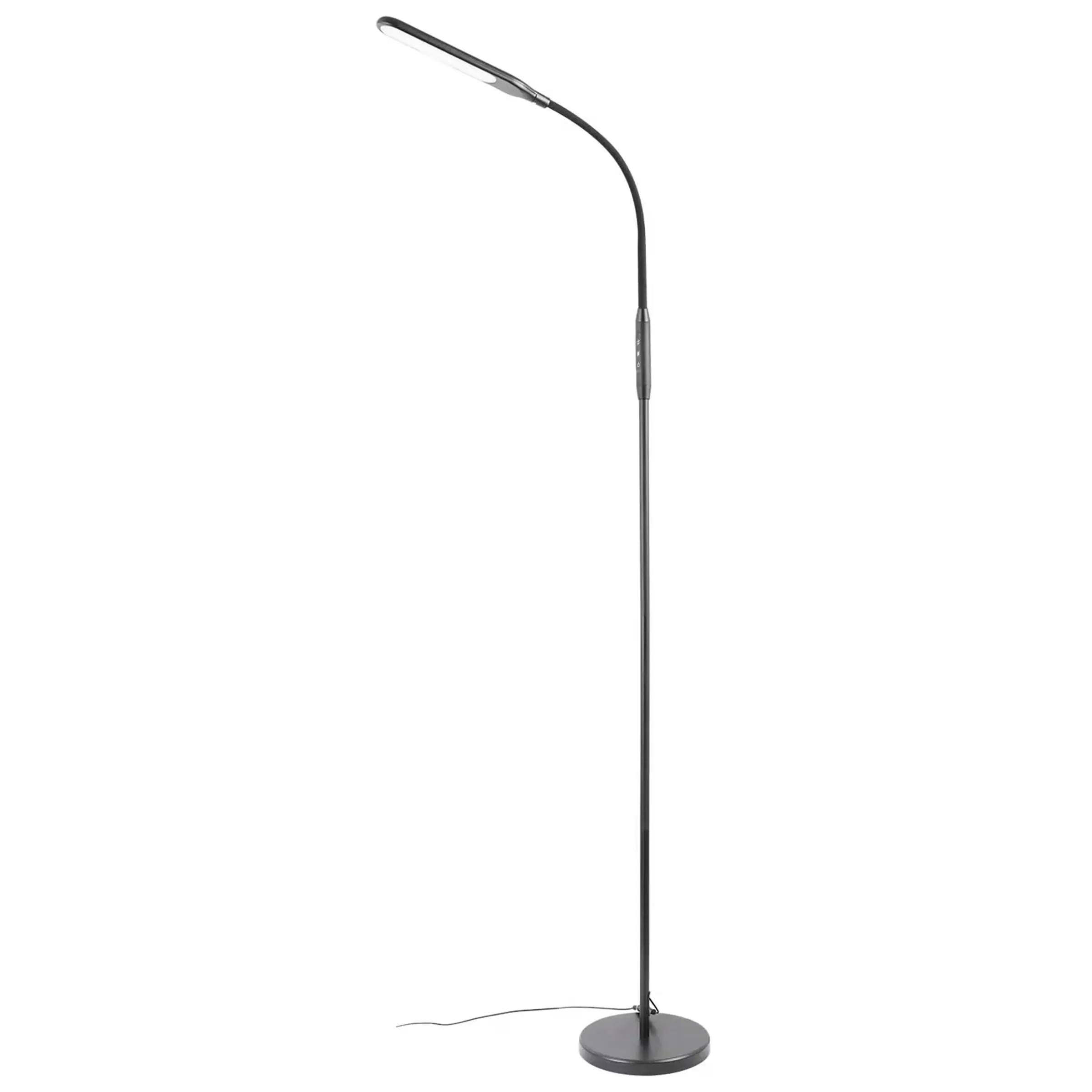Modern Floor Lamp with LED, Adjustable Head, Gooseneck - Black Plastic Model 6E2E95