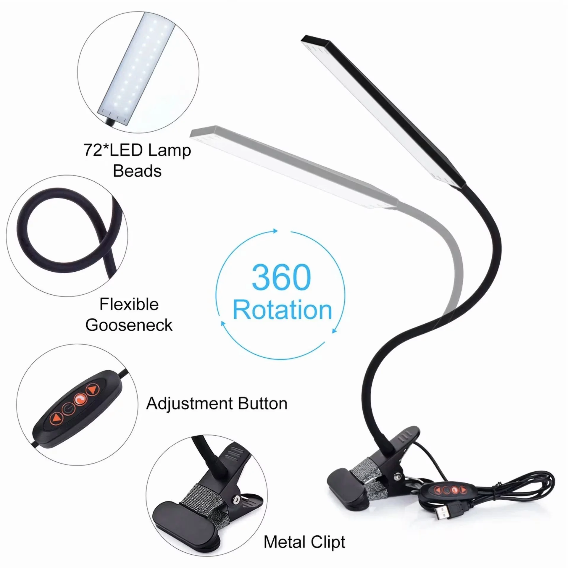 Professional Led Lighting with LED, 5W, Dimmable - Black Clip for Everyday Use Model 116168