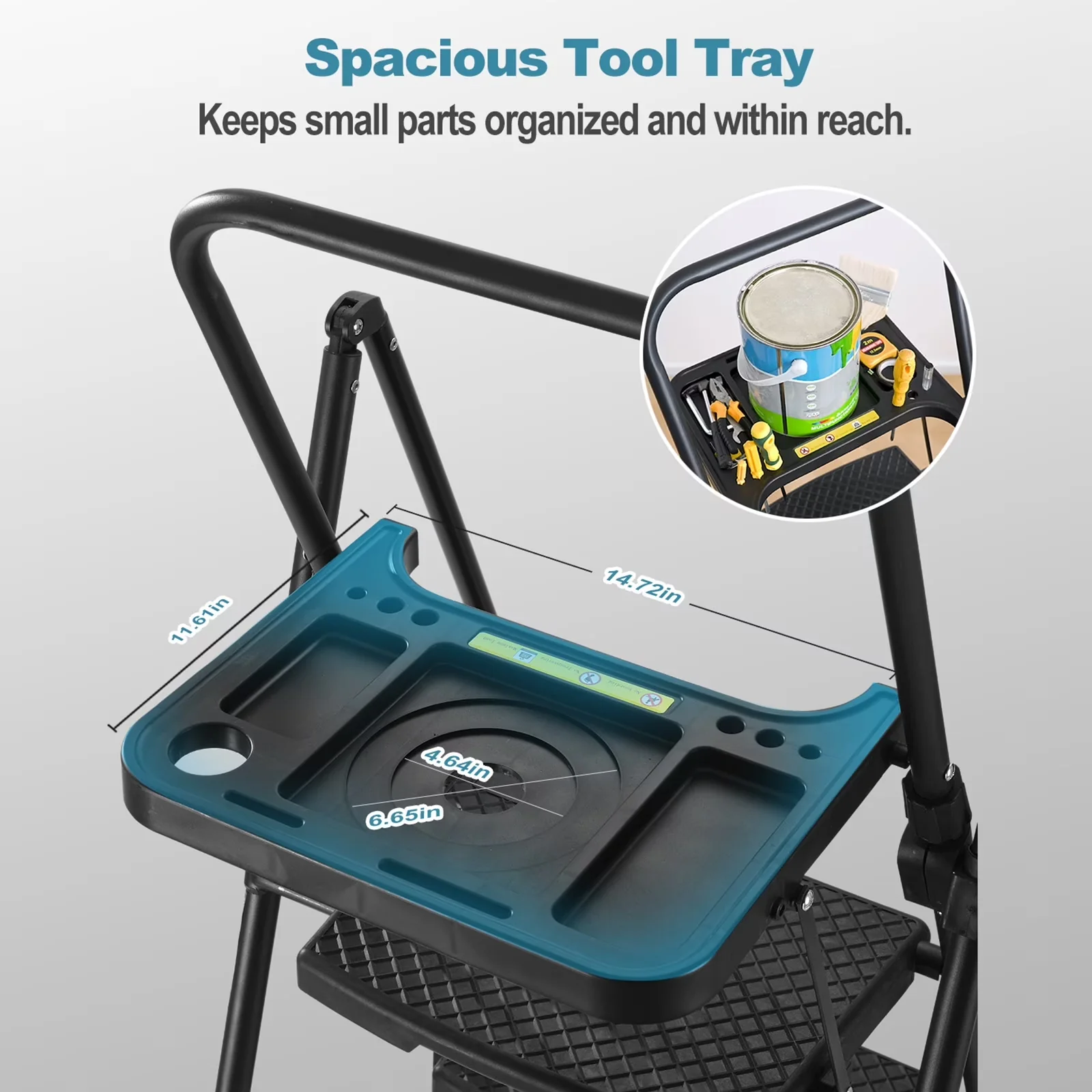 Efficient Ladders And Step Stool with Manual Control, Type IA, Tool Platform - Aluminium Alloy Black With Tool Tray for Kitchen, Home Model C9C47C