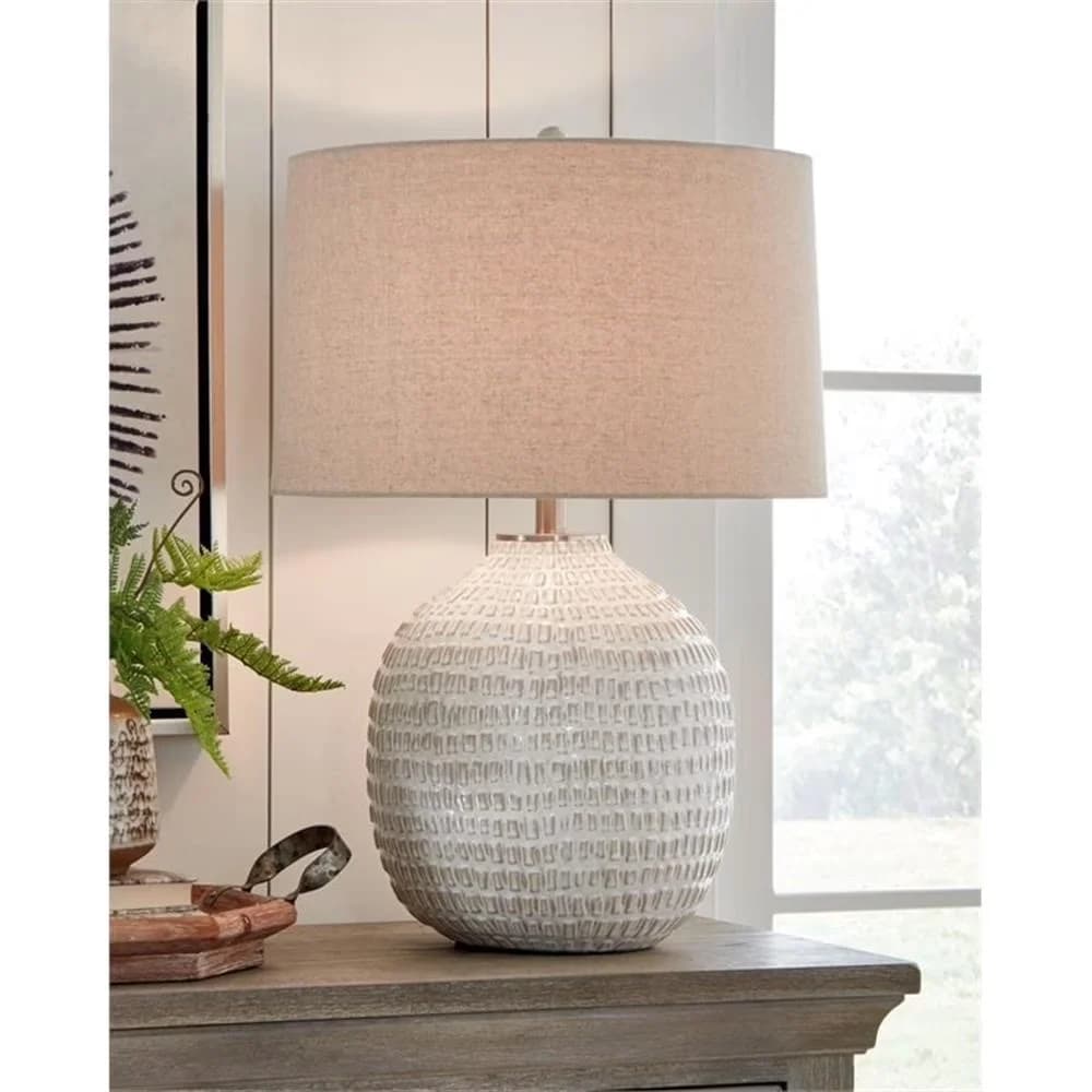 Modern Table Lamp with Incandescent, Modern - Ceramic White - Contemporary Style Model 46E855