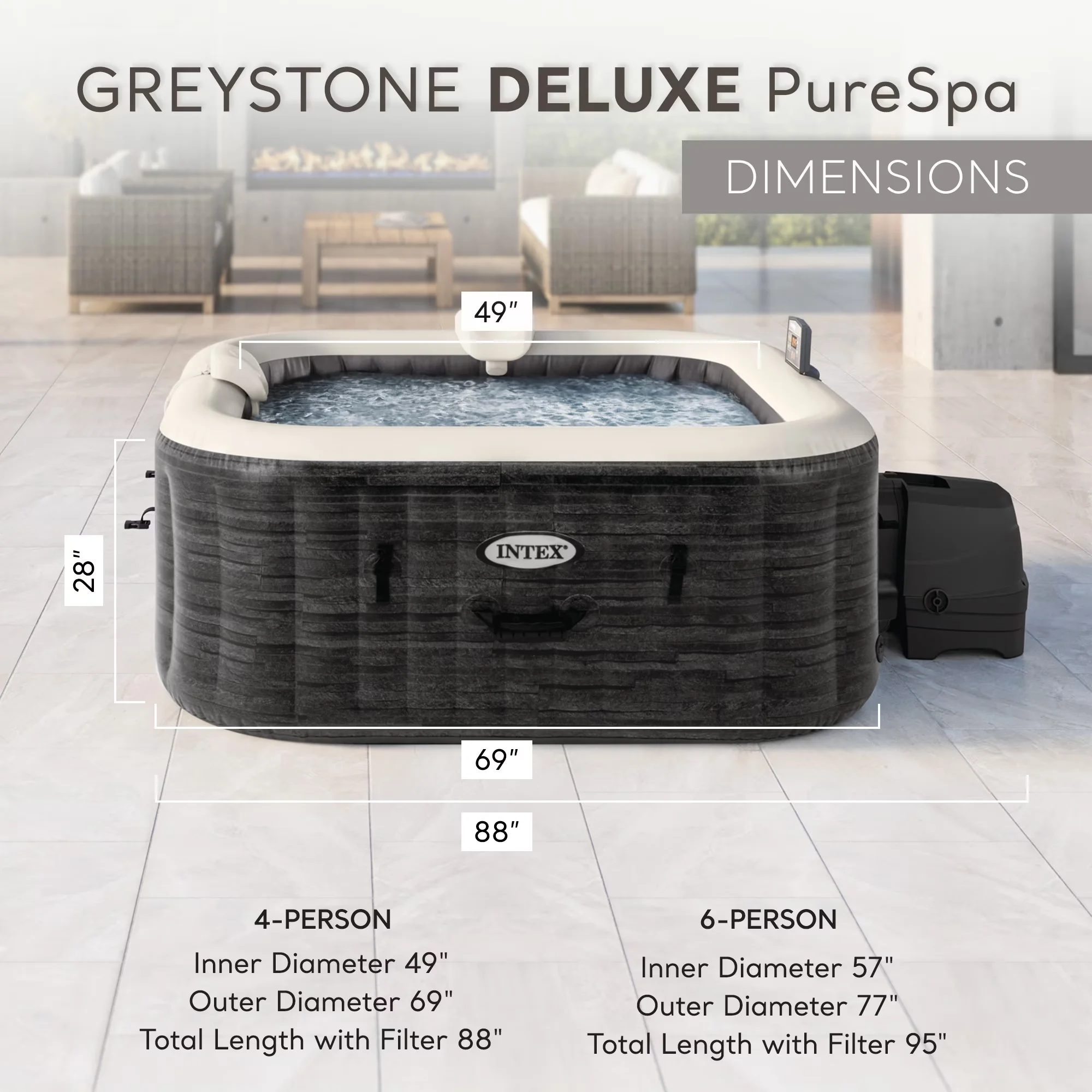 Essential Hot Tub with Inflatable, Energy Efficient, White (4 Pack) - Gray Model 364E3B