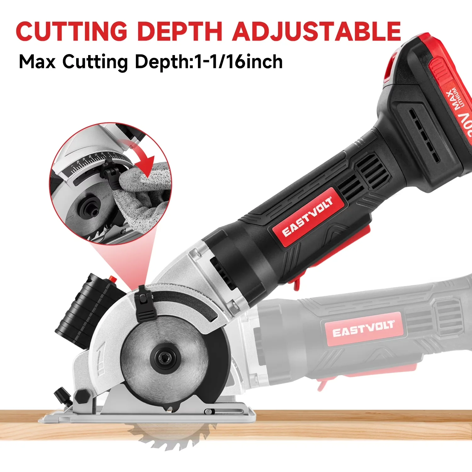 Reliable Power Saw with Battery, 20V, 3.37 in Cordless Circular - Multicolor Model 5C05E4