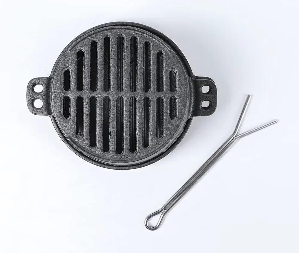 Modern Flat Top Grill with Portable, Charcoal, Pre-seasoned Hibachi - Cast Iron Black for Outdoor, Camping Model C360B9