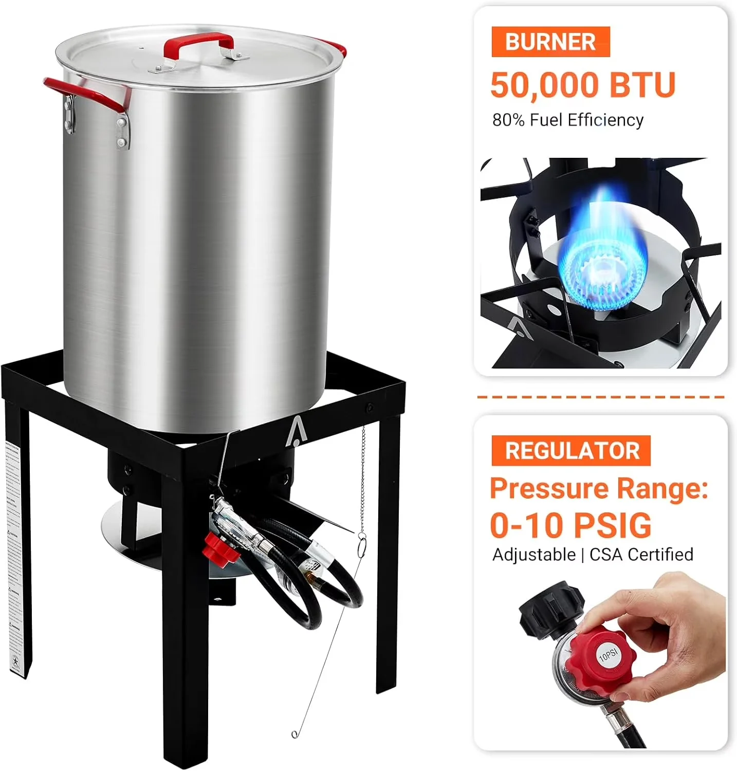 Quality Outdoor Fryer with 50000 BTU, Burner & Basket, 30 QT Turkey Cooker Set - Multicolor Model 523852