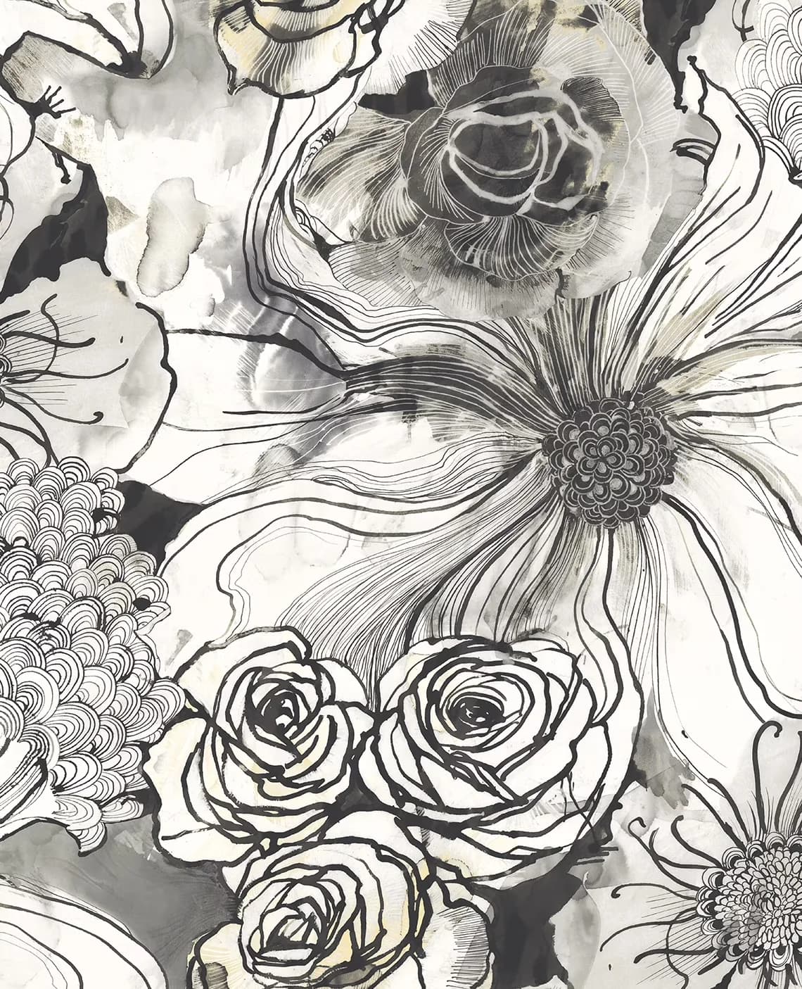 Modern Wallpaper with Stain Resistant, Onyx - Self-Adhesive Vinyl Onyx Model 2A8E4D