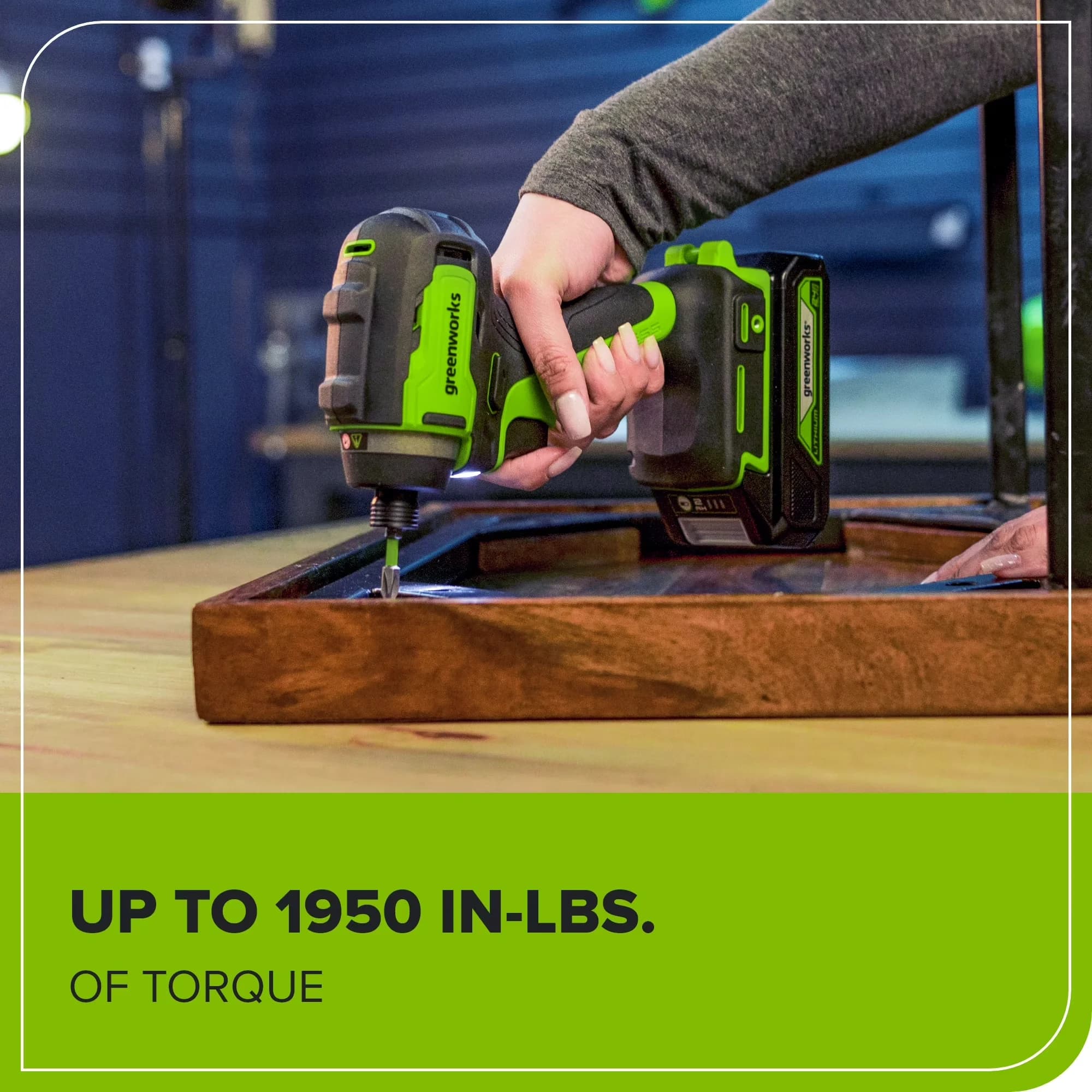 Drills Driver Premium with Battery, LED, 24V Brushless Cordless Impact Kit - Green 5.51*2.77*8.19(in) Model ECA302