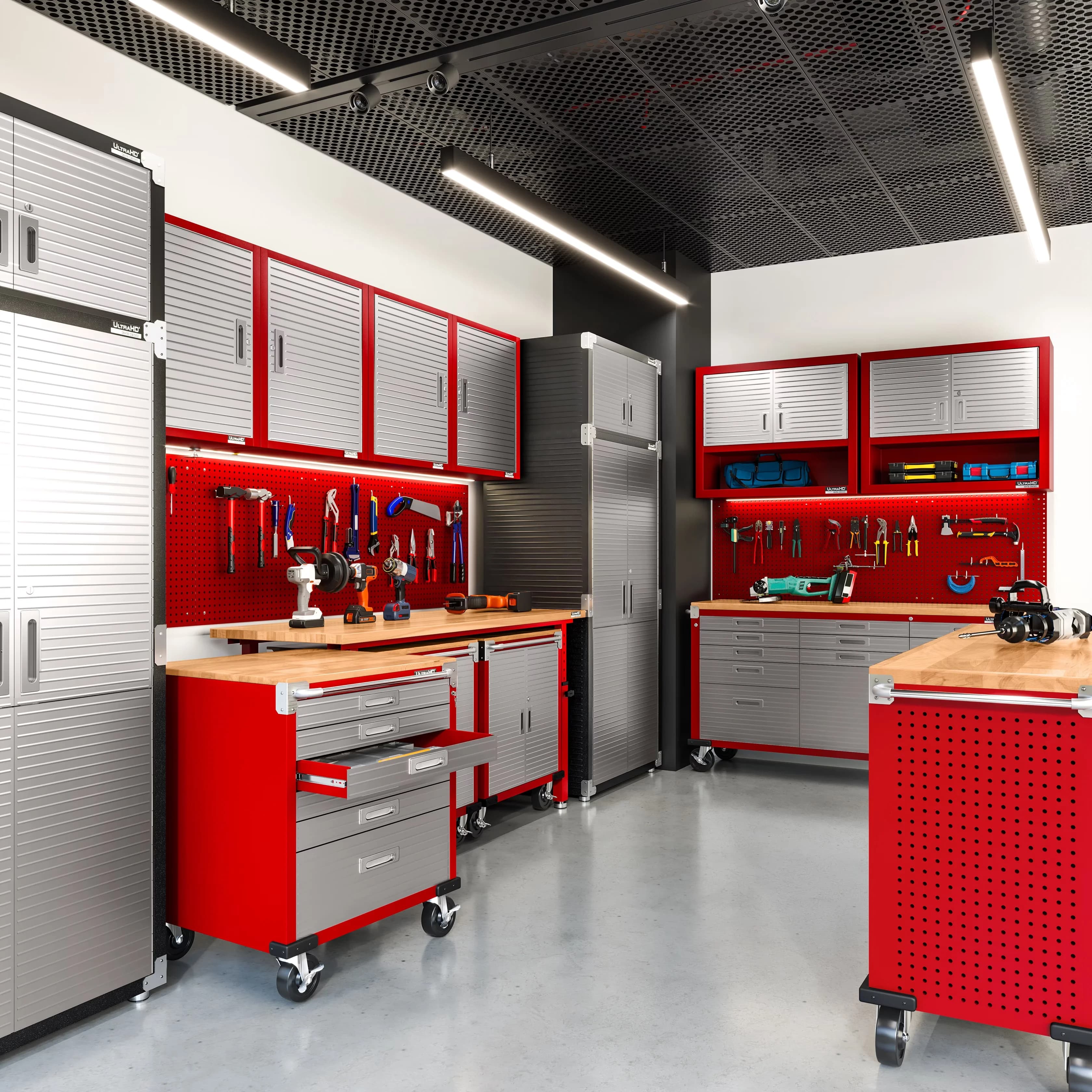 Garage Storage Supply Classic with Adjustable Shelves, 36" W x 12" D x 30" H, Red - Red Steel Model BEA9C4