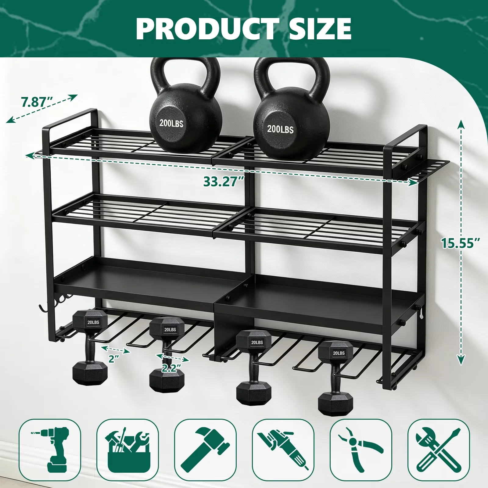 Garage Storage Supply Professional with Fall Protection, Dustproof - Black Metal Model 1DB7C6