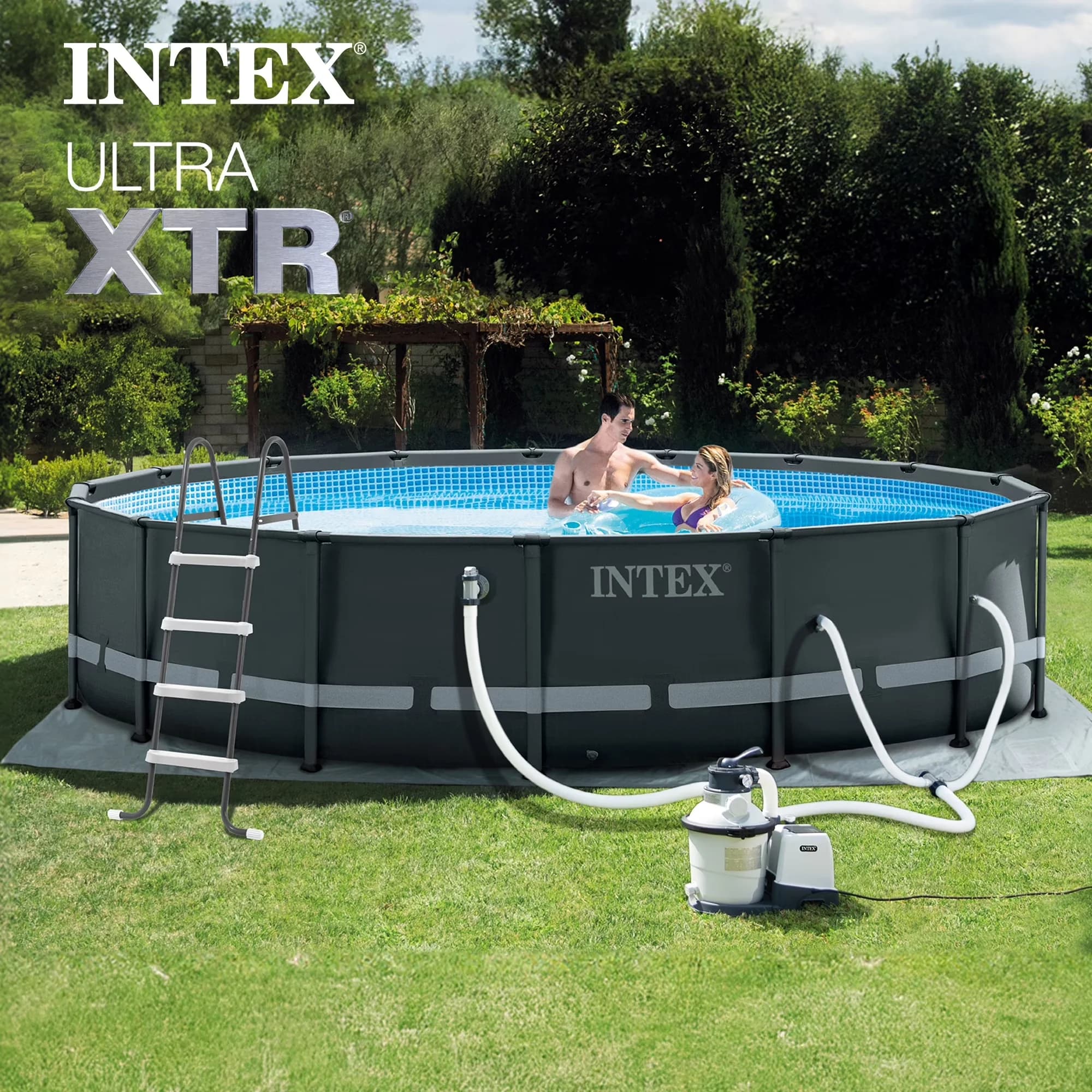 Professional Above Ground Pool with Puncture Resistant, Uv Resistant - Gray Model E4B0DB