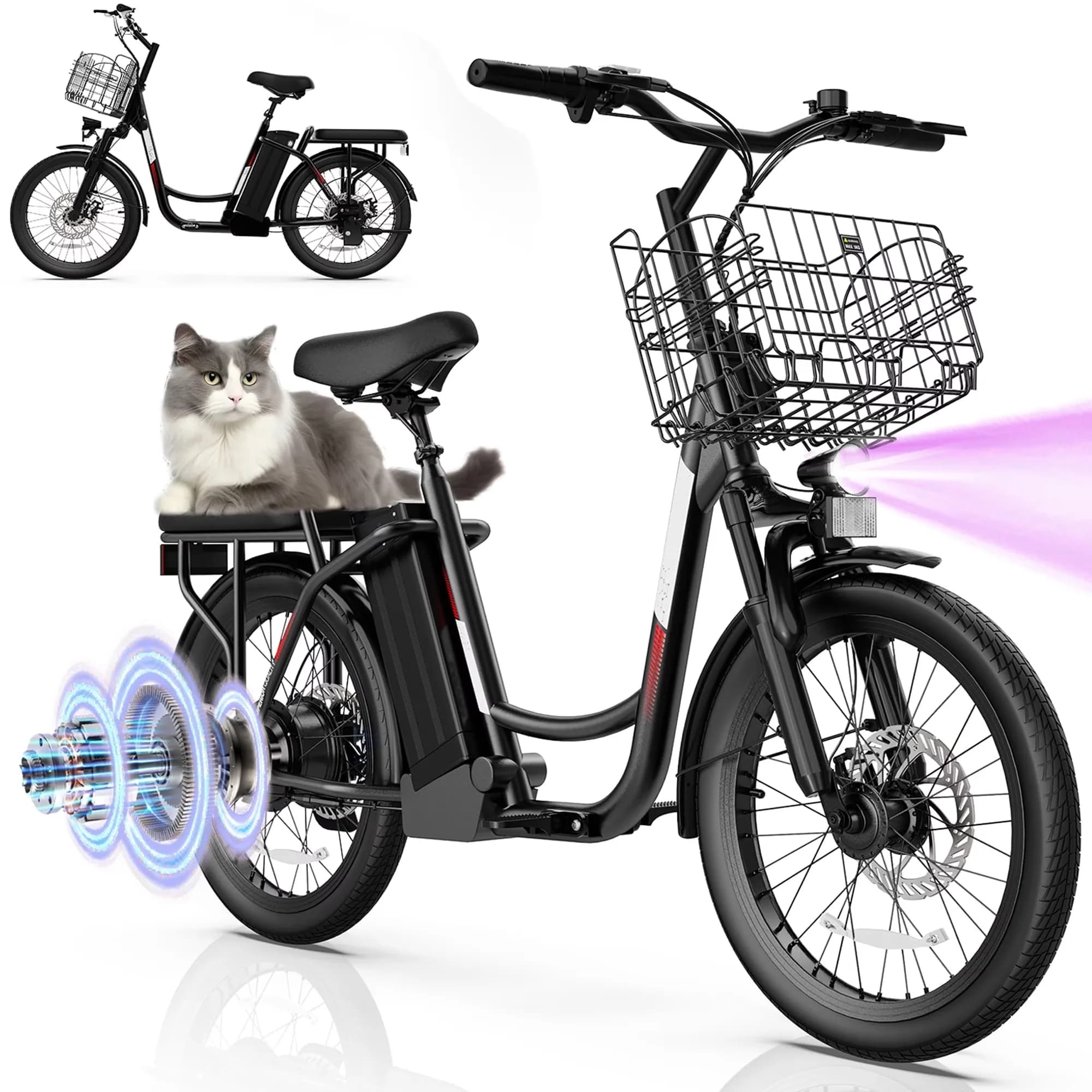 Scooter Durable with 500W, 48V, 500W Electric Bike - Black Aluminum Alloy Model 46496E